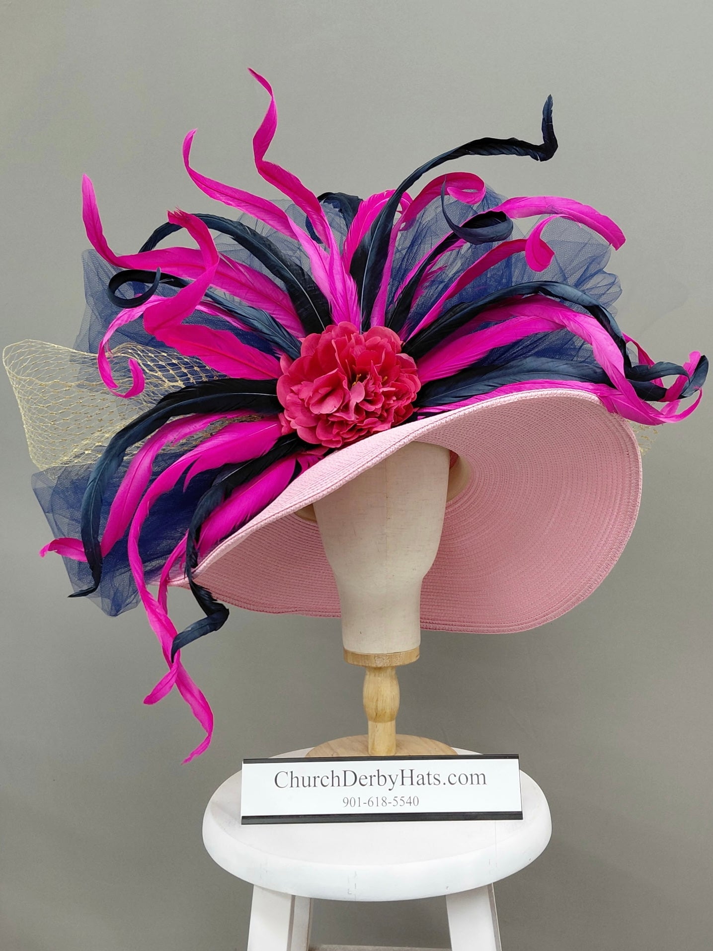 Belinda Pink Navy - Kentucky Derby Hat