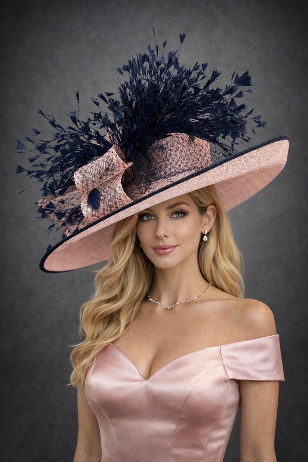 Luxury Blush Navy - Kentucky Derby Hat