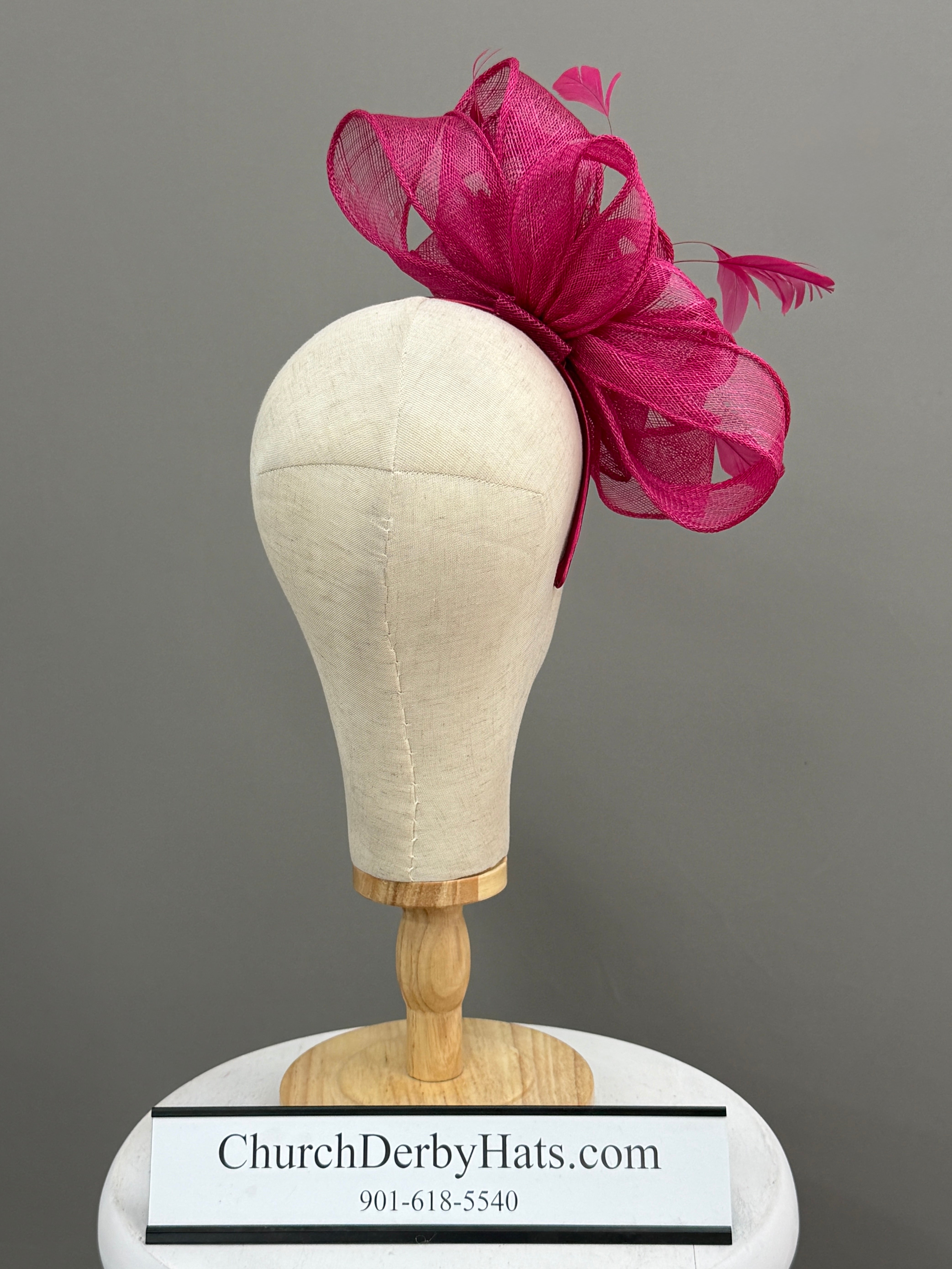 Raspberry Fascinator - Church Derby Hat