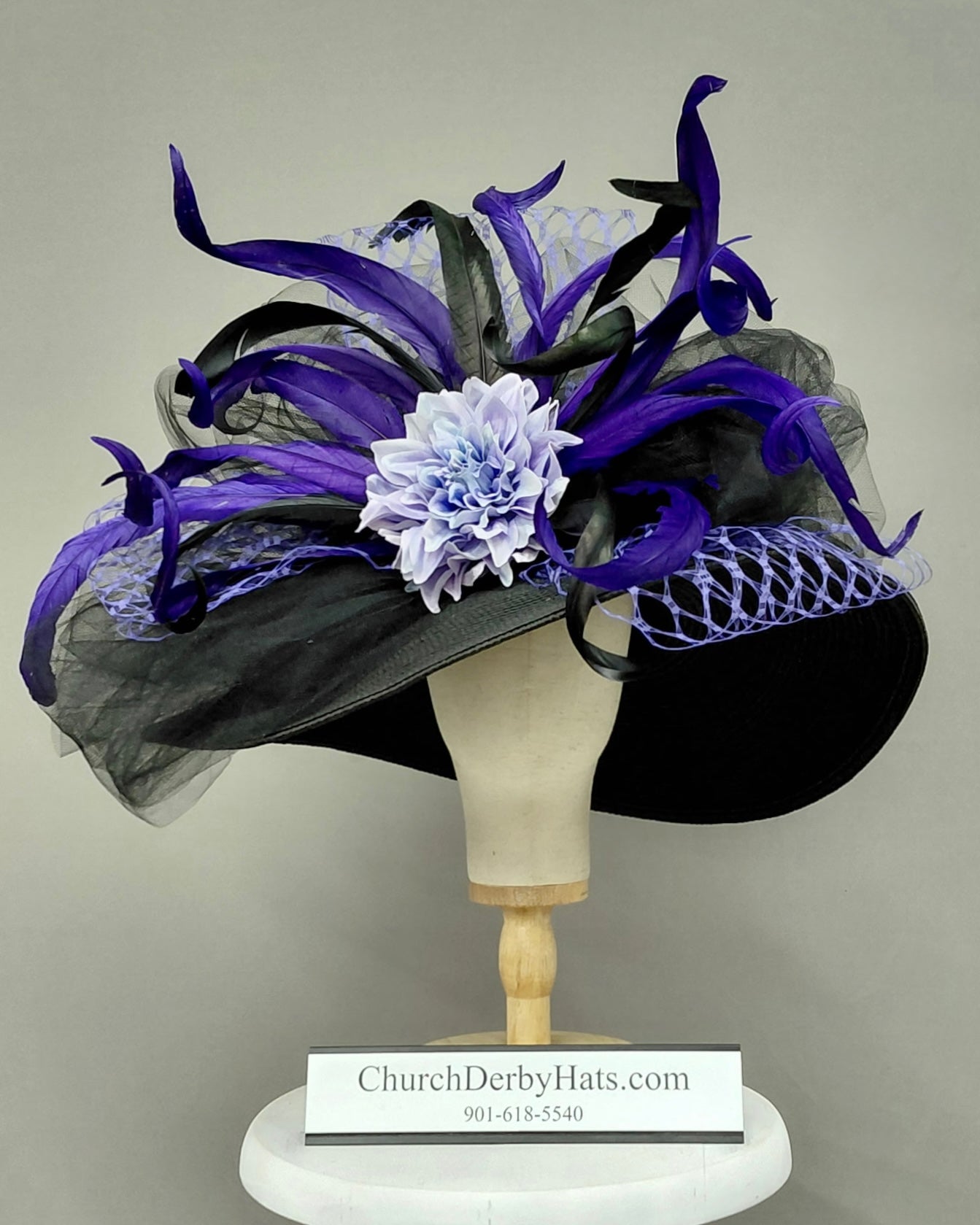 Becky Black Purple - Kentucky Derby Hat - Church Hat
