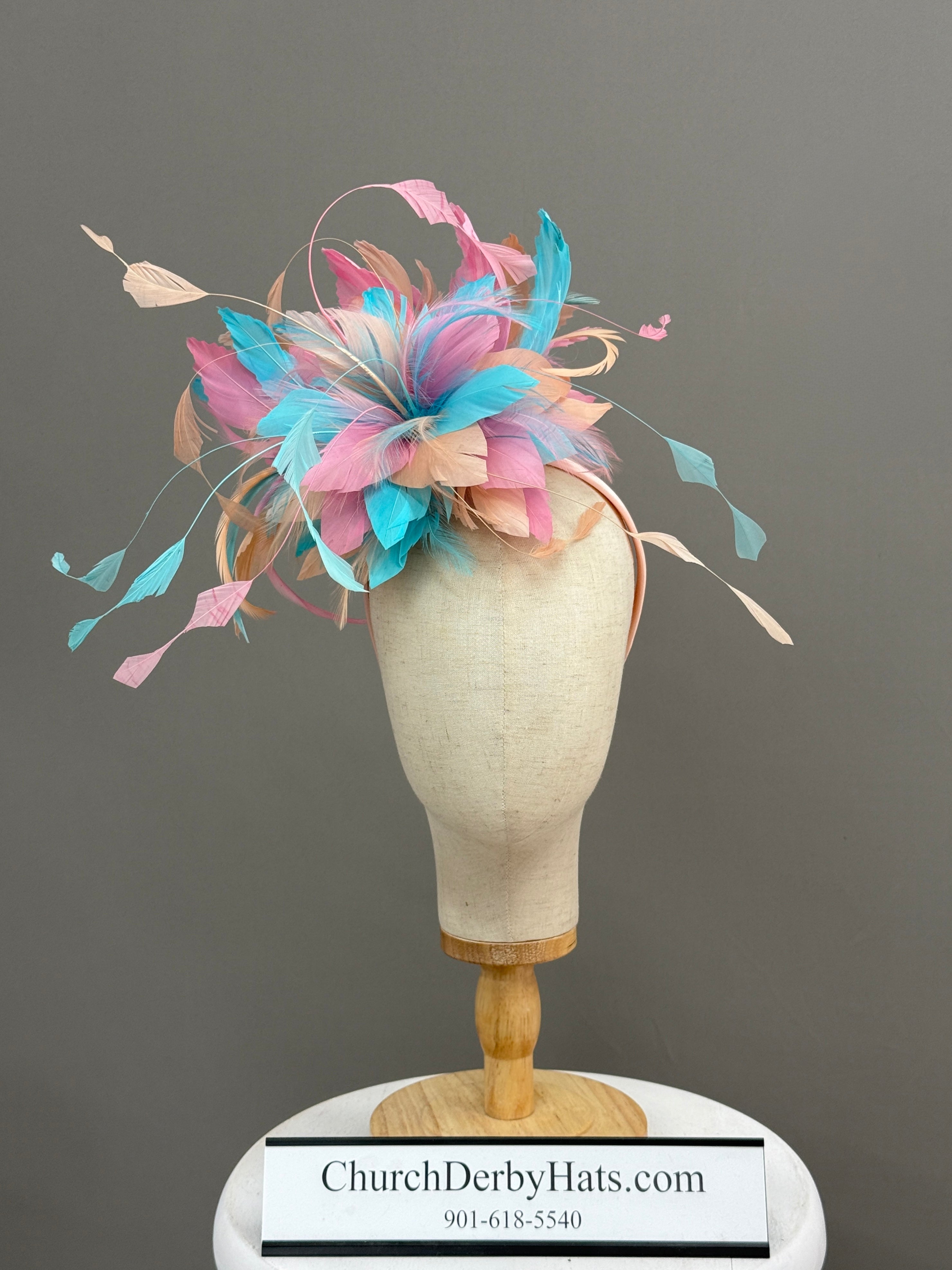 Angel Pastel Feathered Fascinator - Kentucky Derby Hat