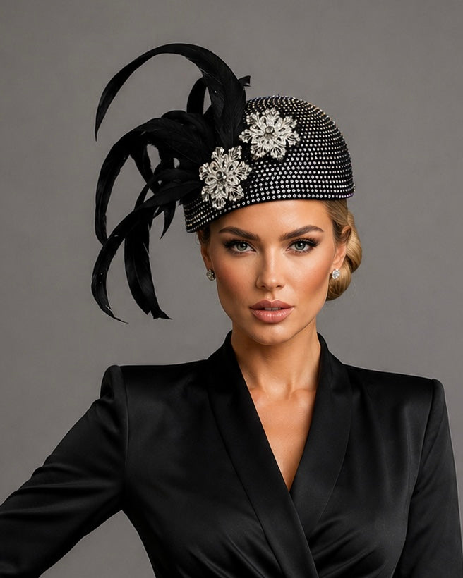 Beaded Fascinator Cap - Church Derby Hat