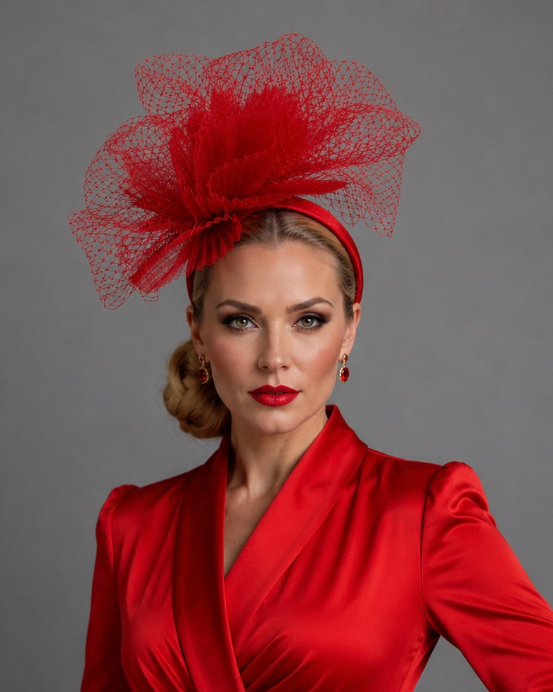 Diva - Red Fascinator on Headband