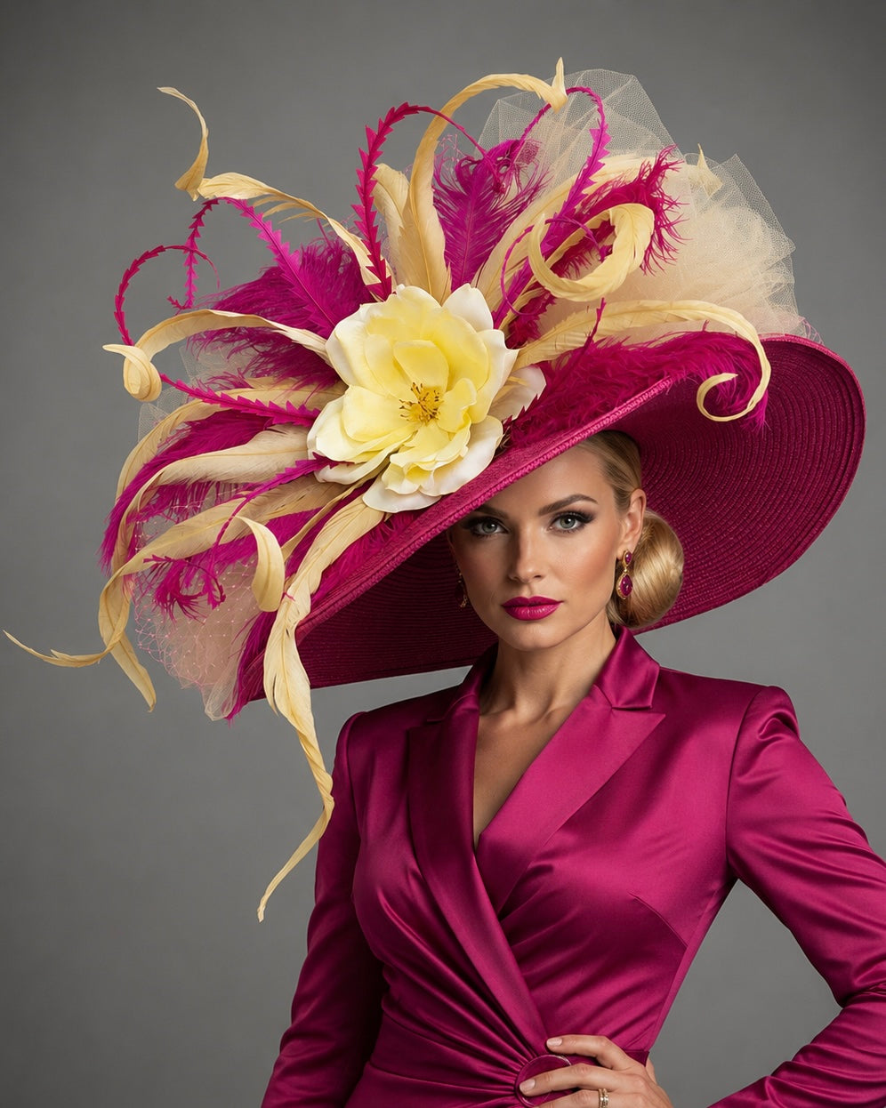 Lori Pink Yellow - Kentucky Derby Hat