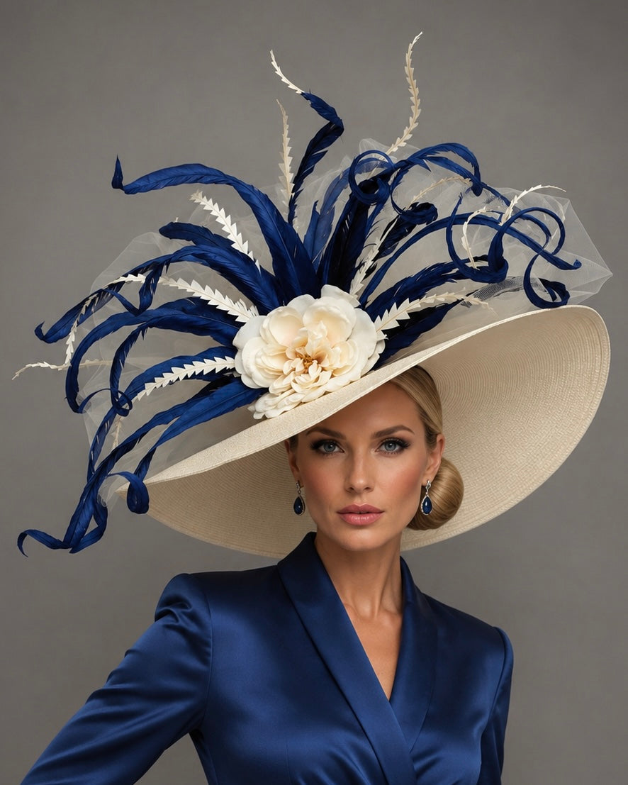 Olivia Blue Ivory - Kentucky Derby Hat