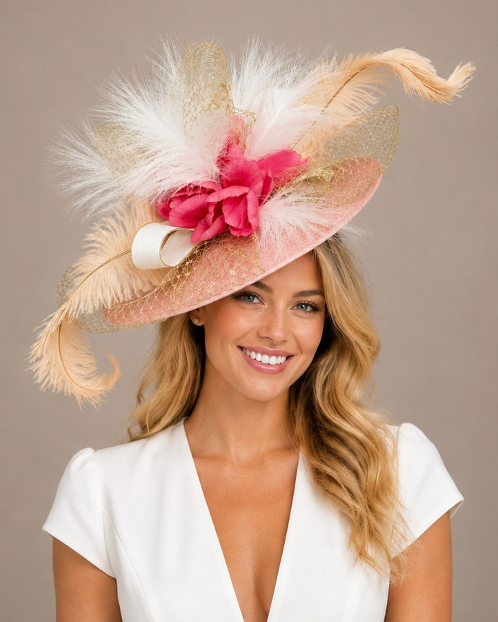 Sinamay Fascinator on Headband - Kentucky Derby Hat - One-of-a-kind