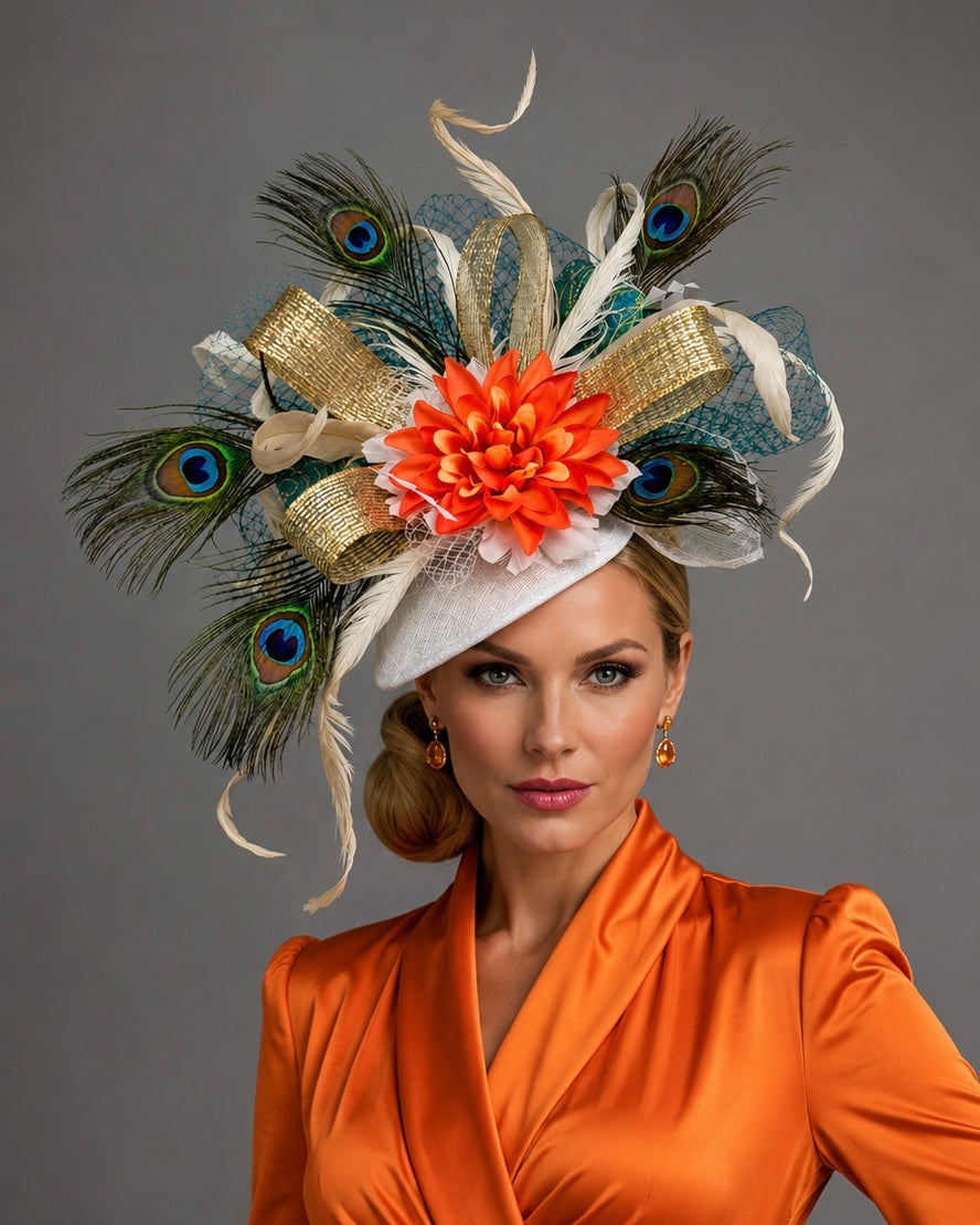 Orange Blossom - Kentucky Derby Fascinator on Headband