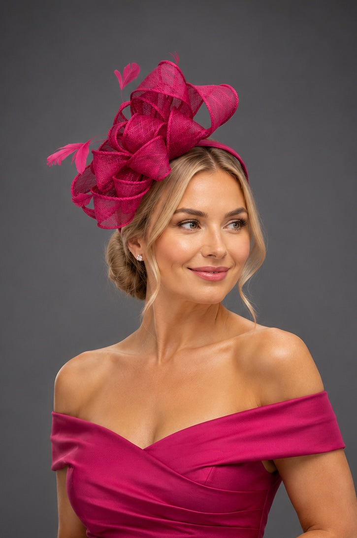 Raspberry Fascinator - Church Derby Hat