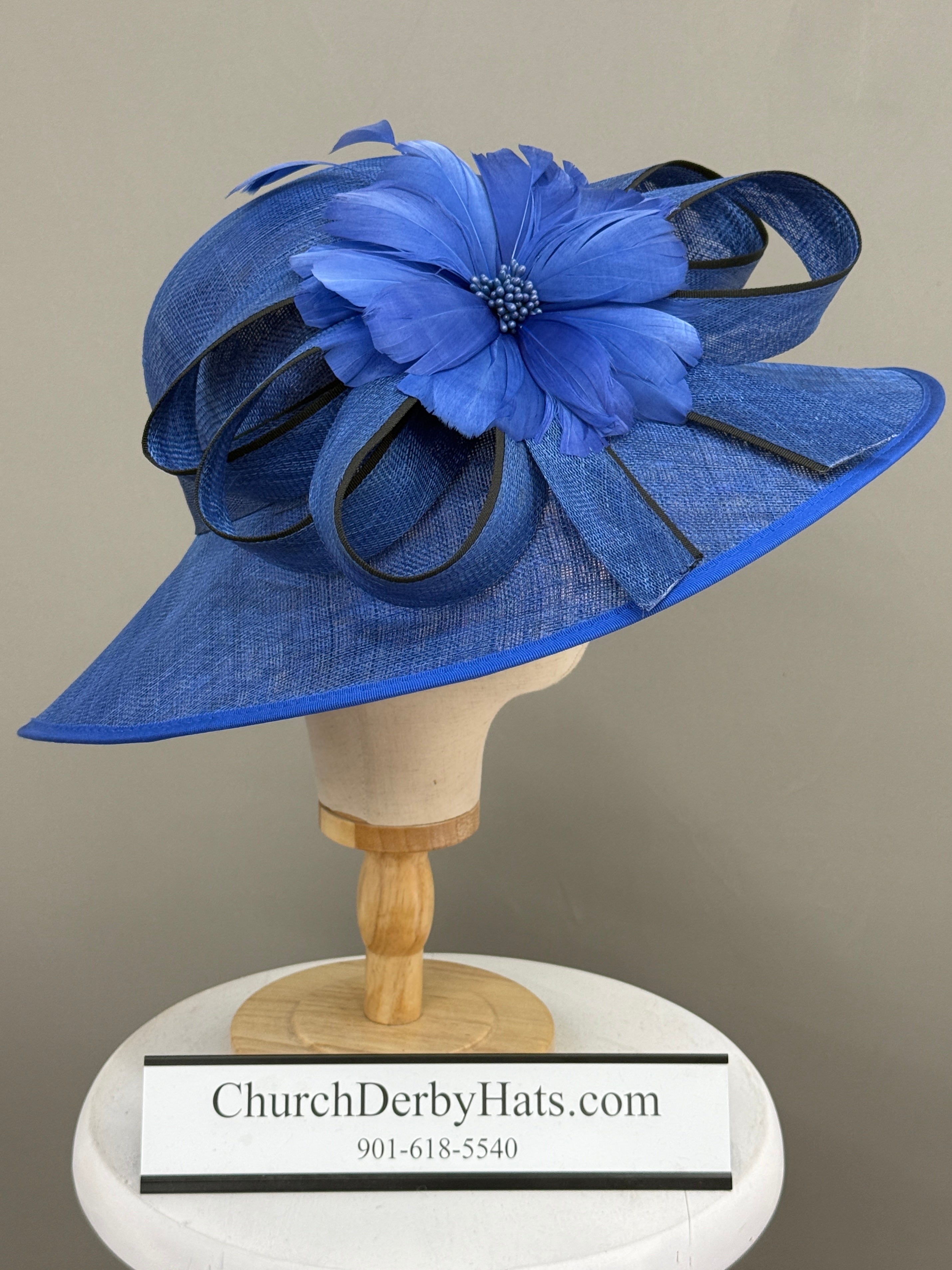Royal Blue and Black - Church Derby Hat