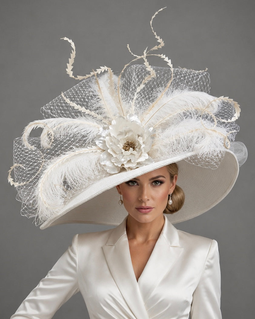 ladies dress hats kentucky derby First Lady - Elegant White Church Hat tea dress