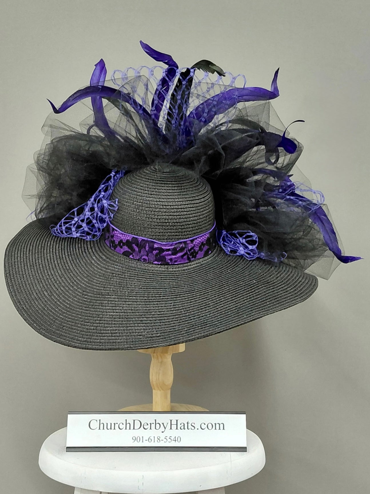 Becky Black Purple - Kentucky Derby Hat - Church Hat