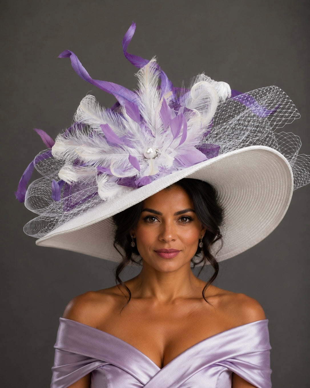 Jill Purple White - Church Derby Hat