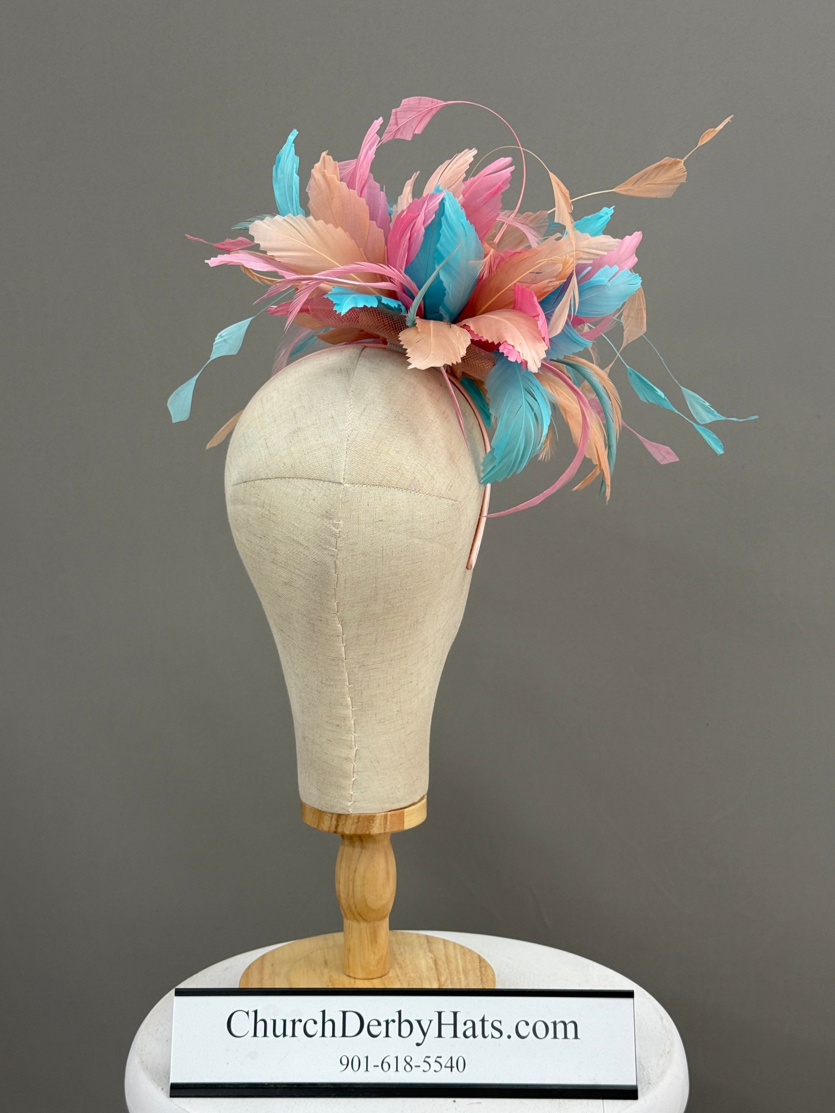 Angel Pastel Feathered Fascinator - Kentucky Derby Hat