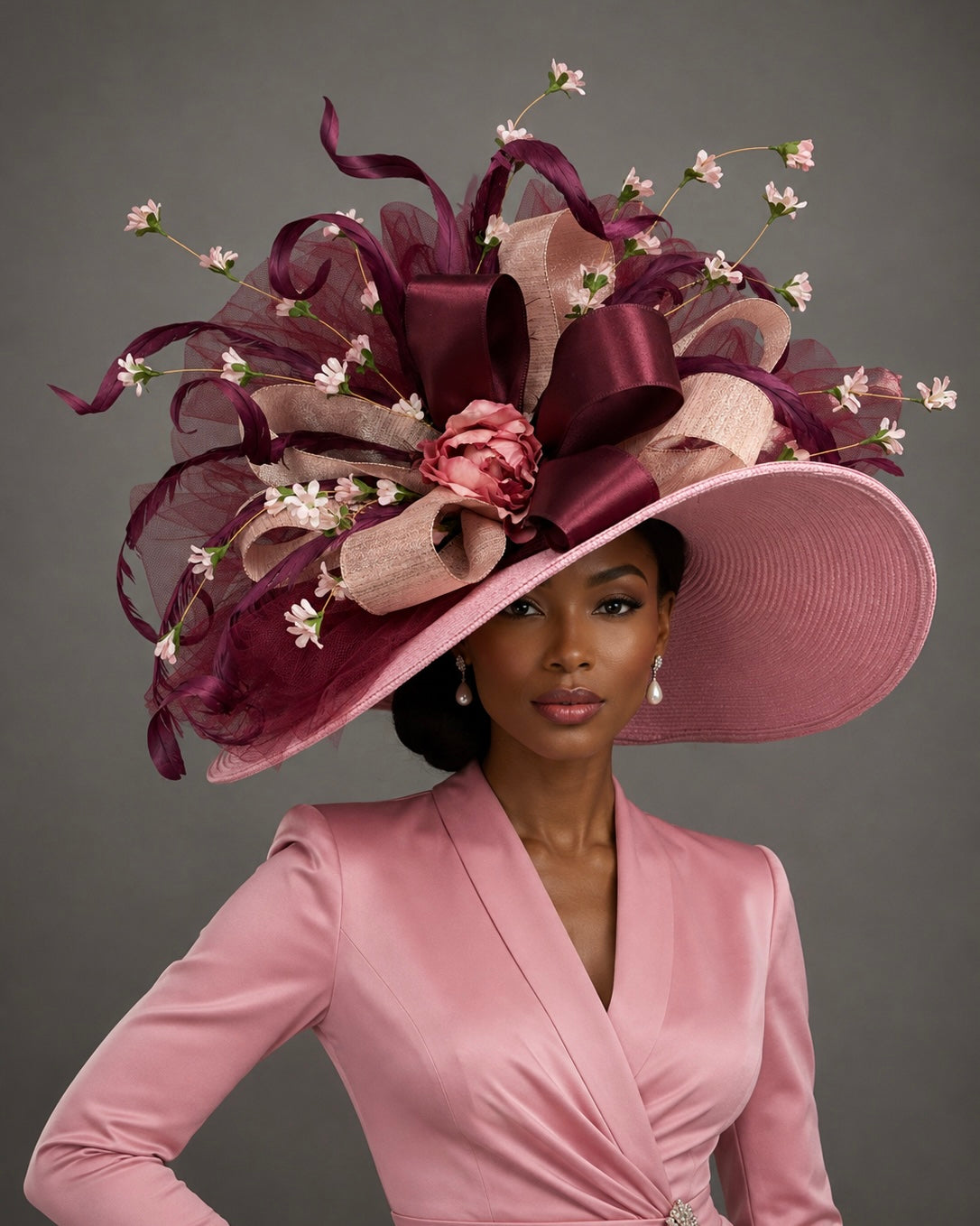 Lara Pink Wine - Kentucky Derby Hat