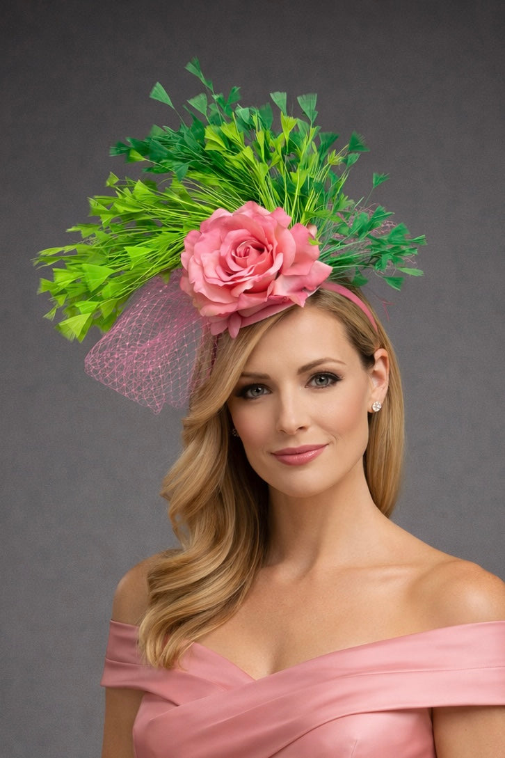 Sharla Pink Green - Kentucky Derby Hat