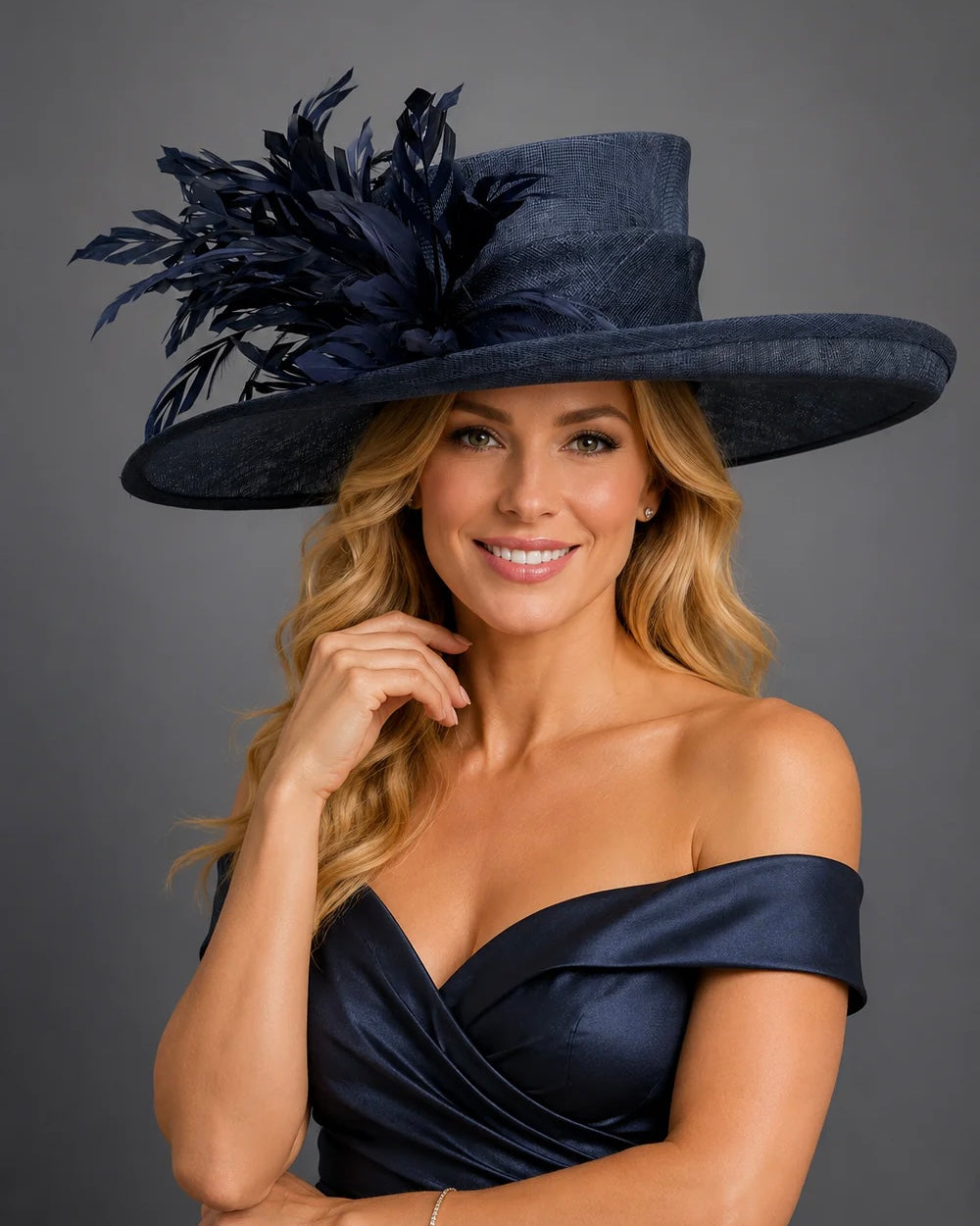 Navy Blue Sinamay - Church Derby Hat