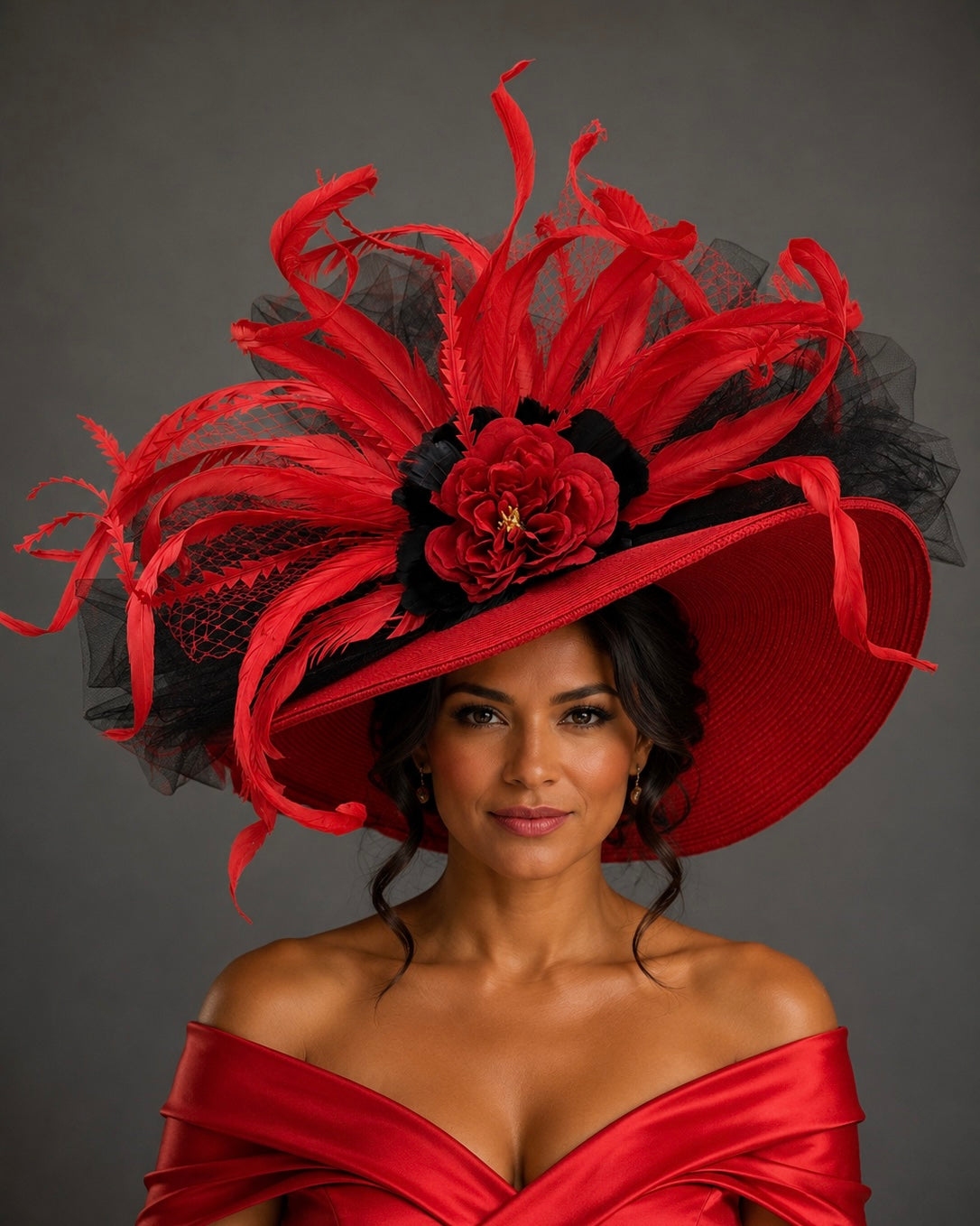 Hannah Red Black - Church Derby Hat