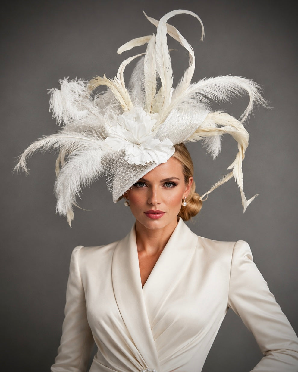 Snow - Church Derby Fascinator Hat