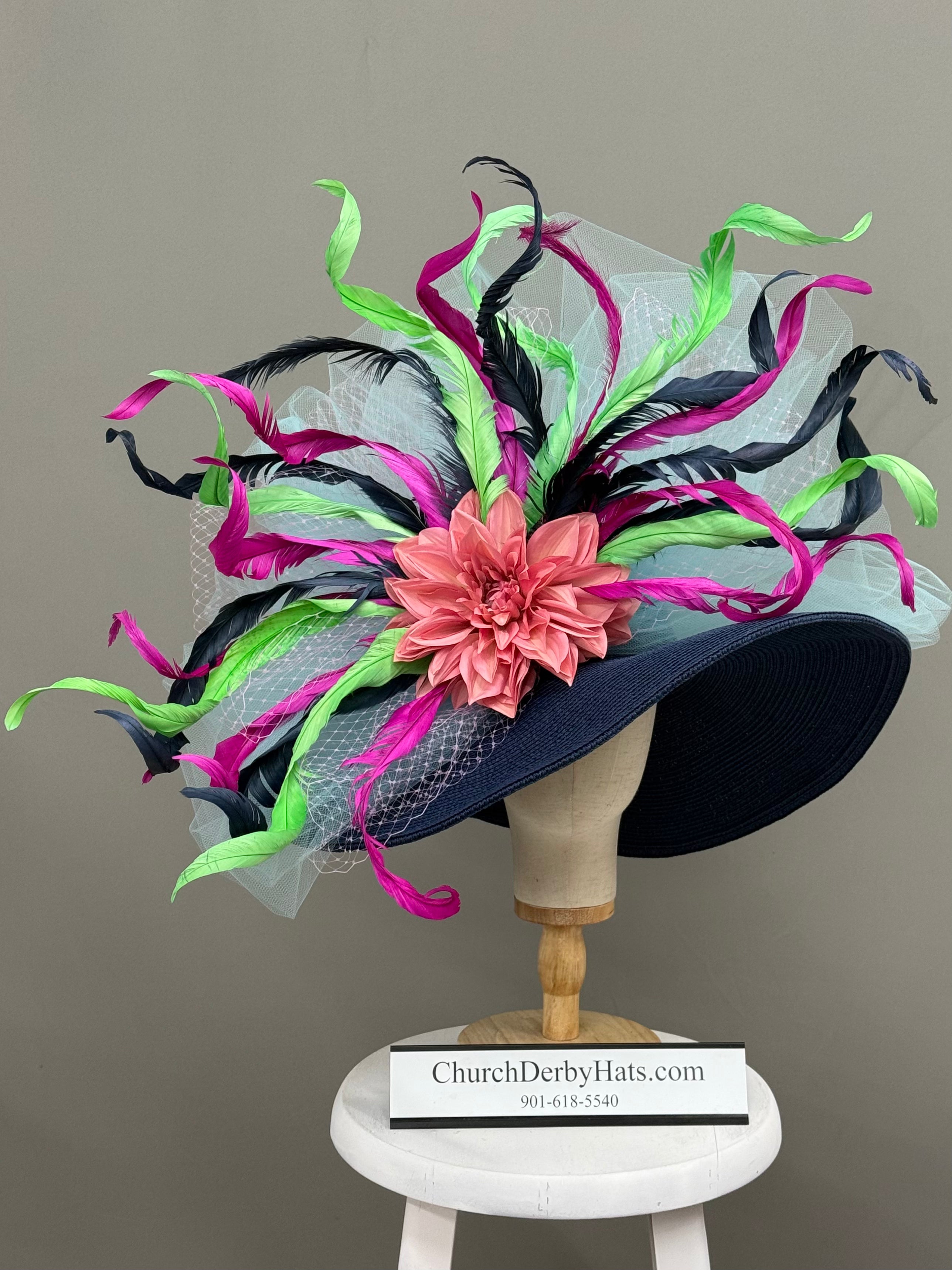 Rachel Pink Navy - Kentucky Derby Hat