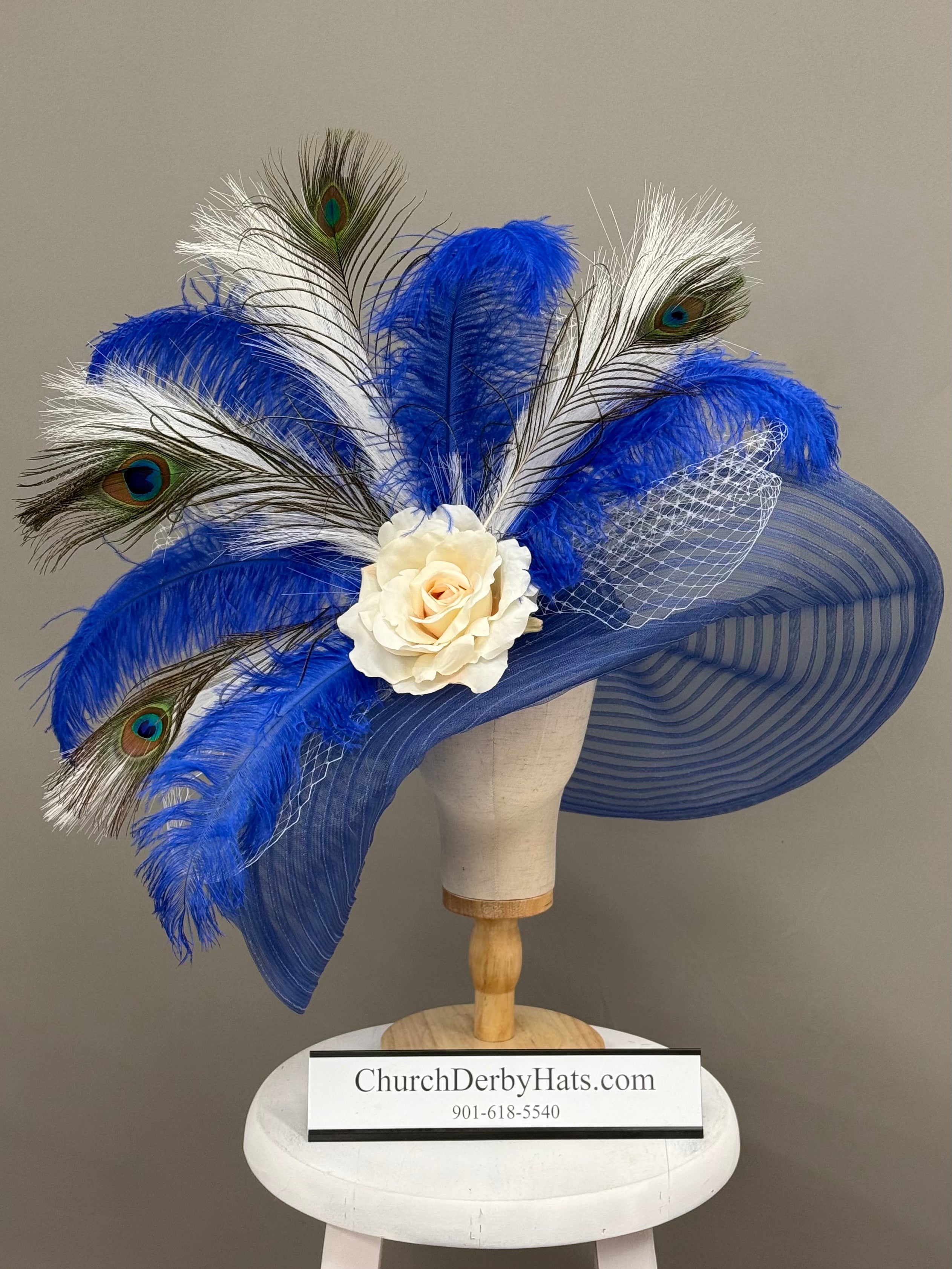 Verbena Royal Peacock - Kentucky Derby Hat