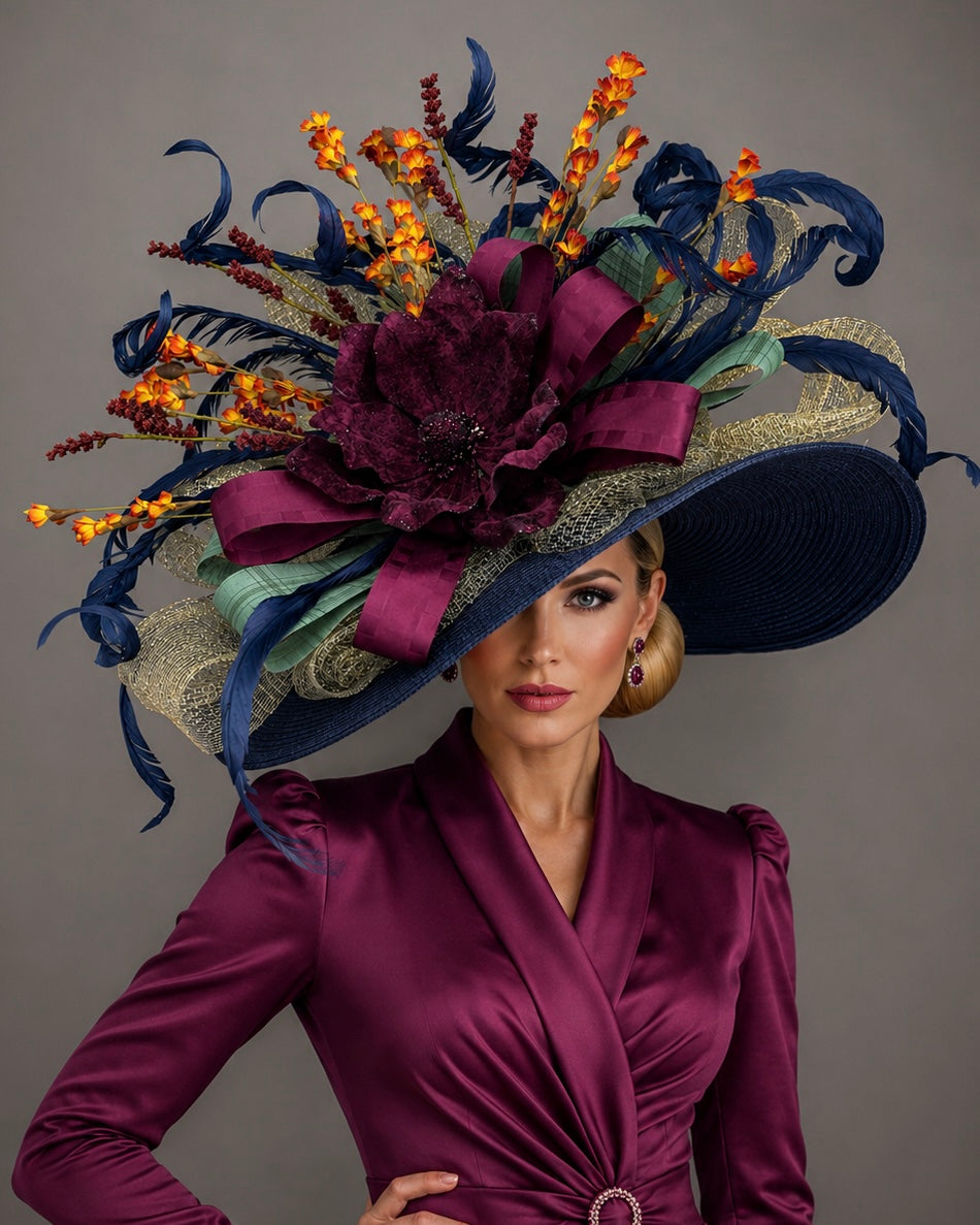 Bri Navy Blue - Kentucky Derby Hat - Church Hat