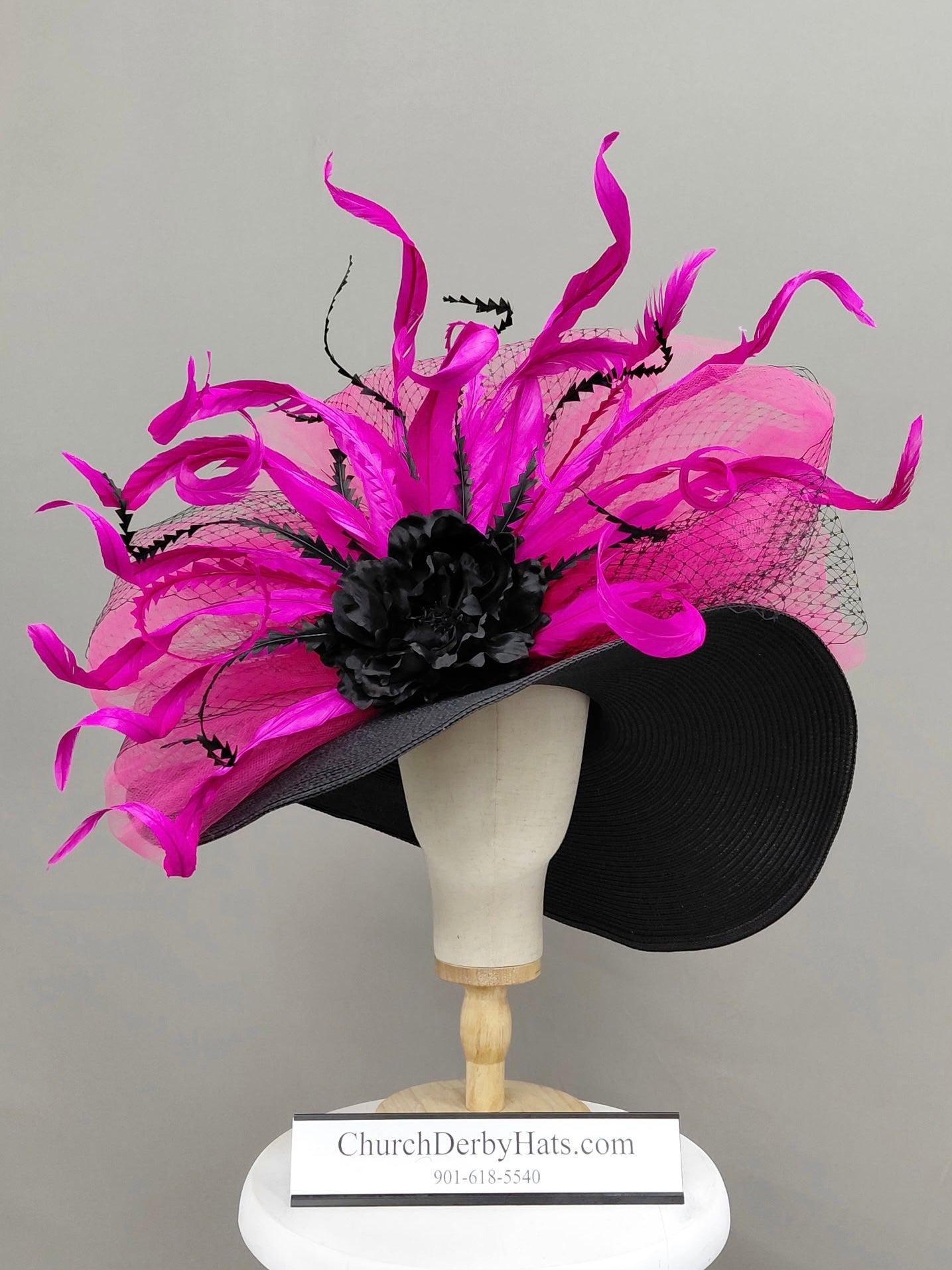 Posh Pink Black - Kentucky Derby Hat