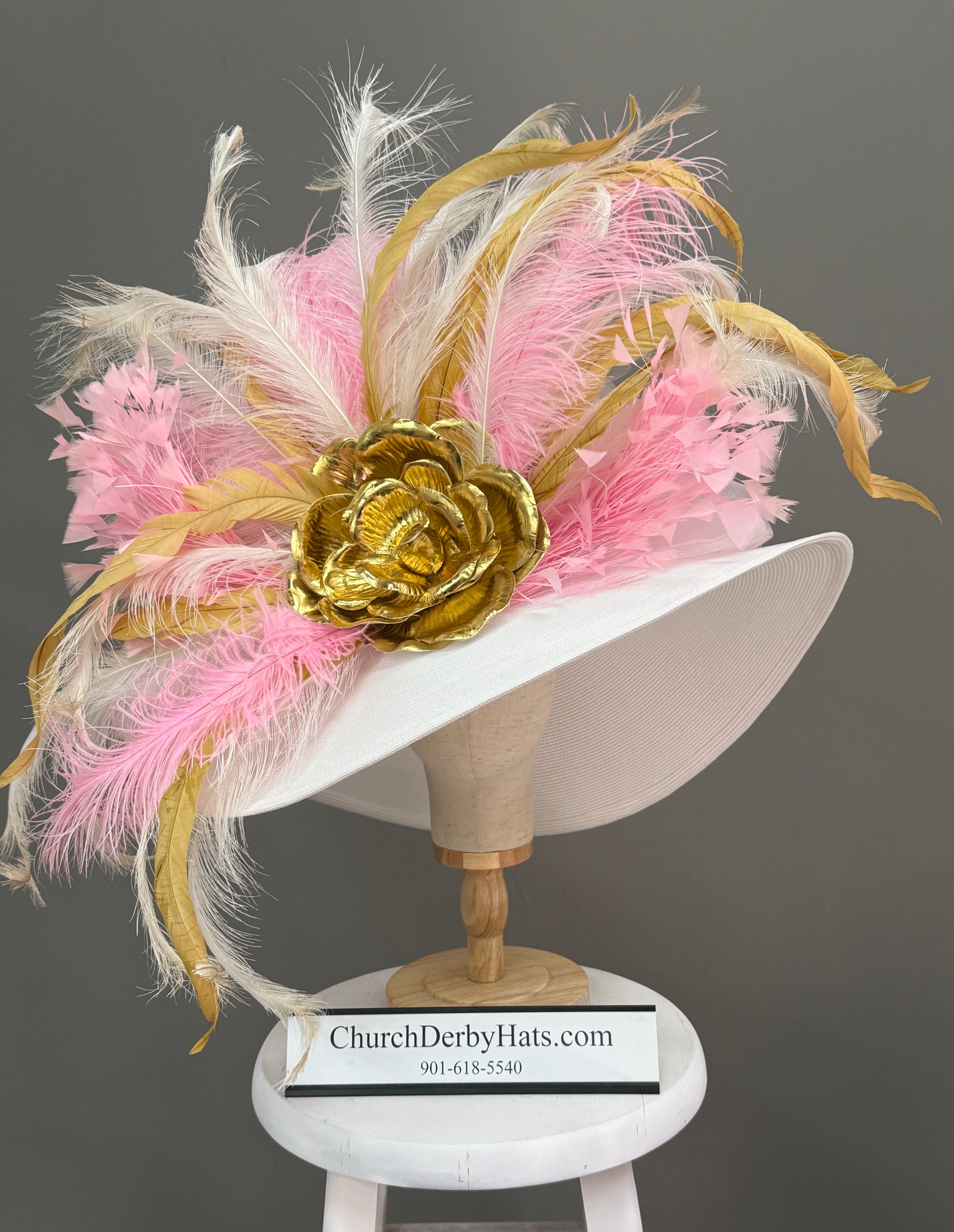 Pink Ice Gold - Kentucky Derby Hat