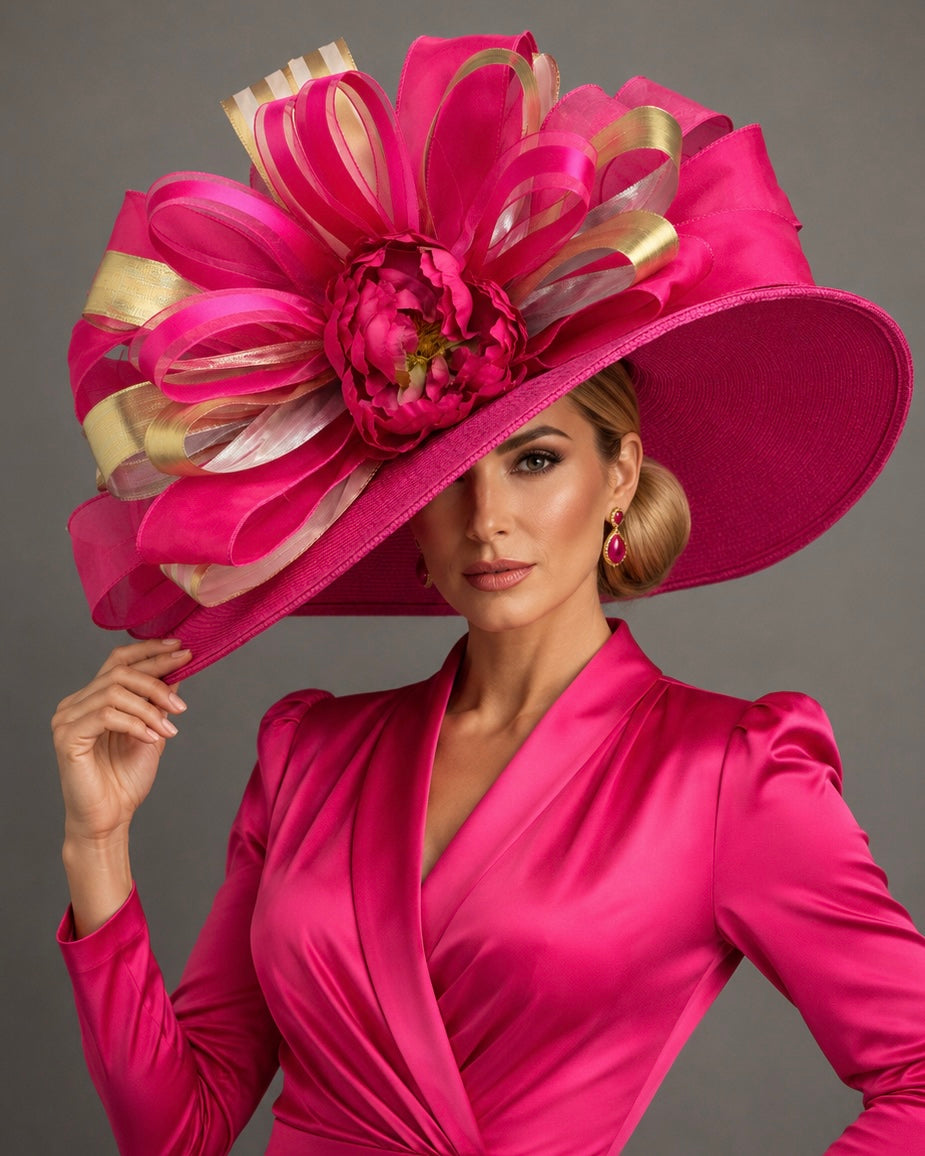 Rachel Pink Gold - Kentucky Derby Hat - Church Hat