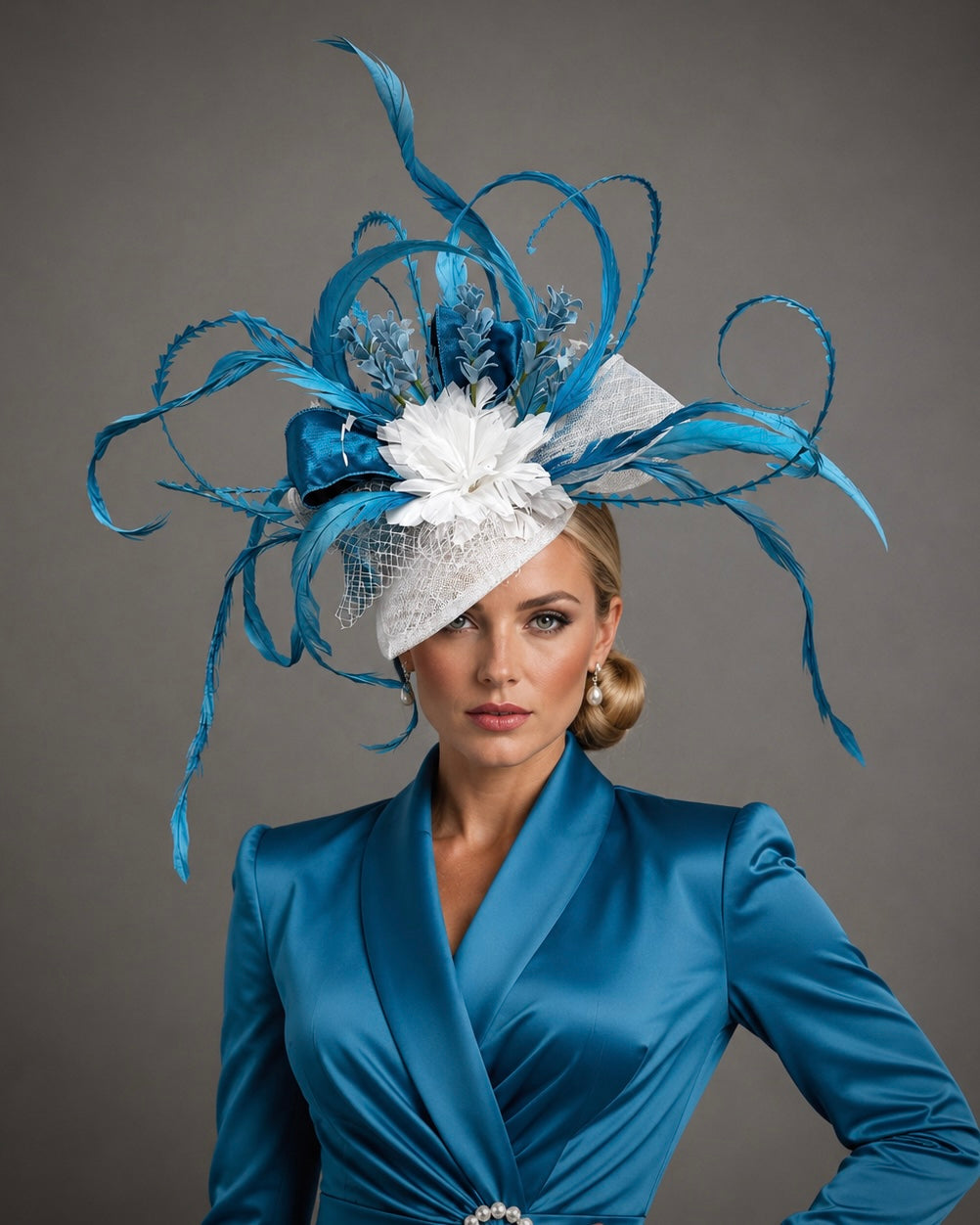 Rachel Blue - Sinamay Couture Fascinator by Vance