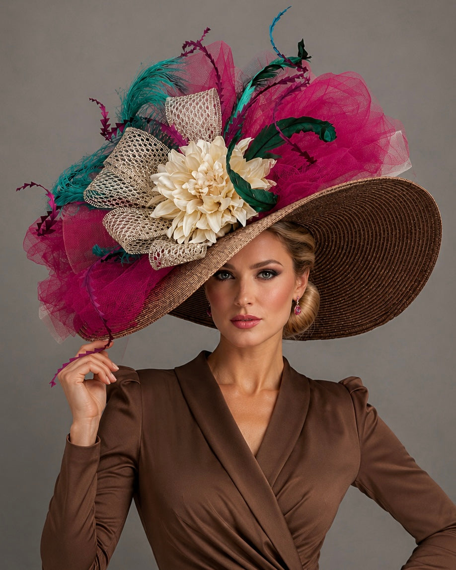 Michelle Brown Maroon - Kentucky Derby Hat - Church Hat