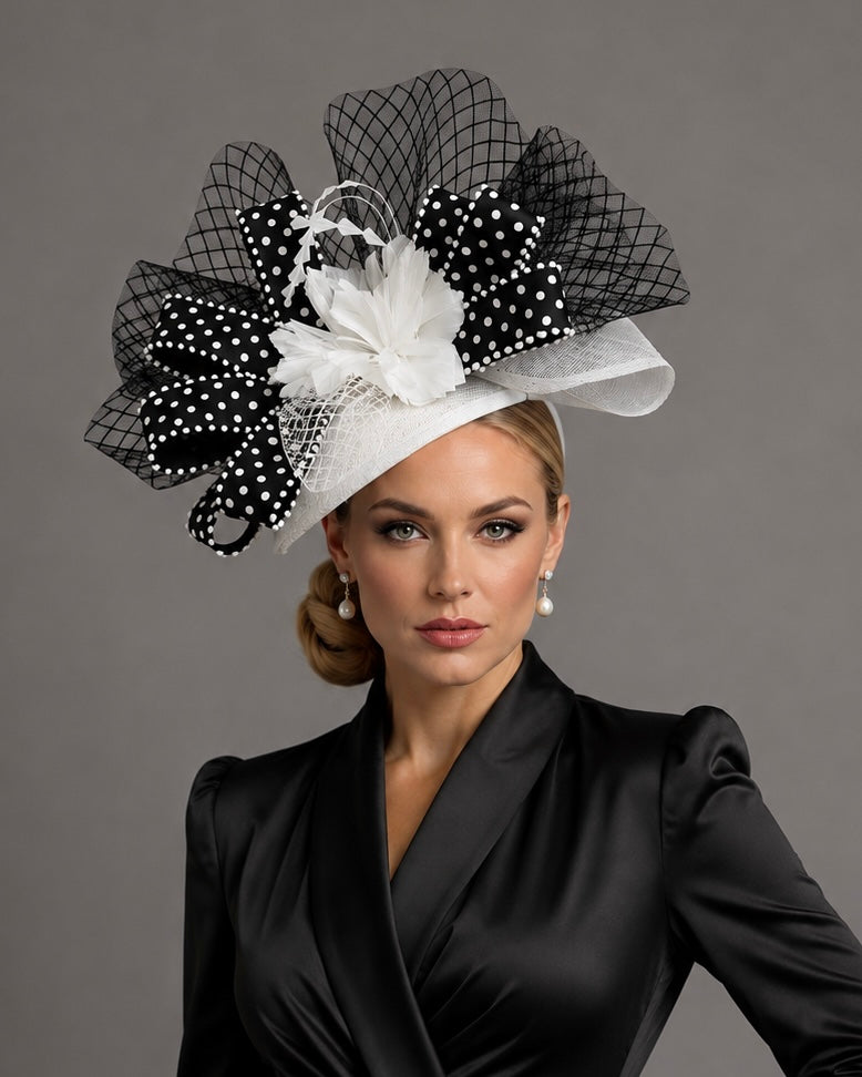 Shay Black and White - Kentucky Derby Fascinator