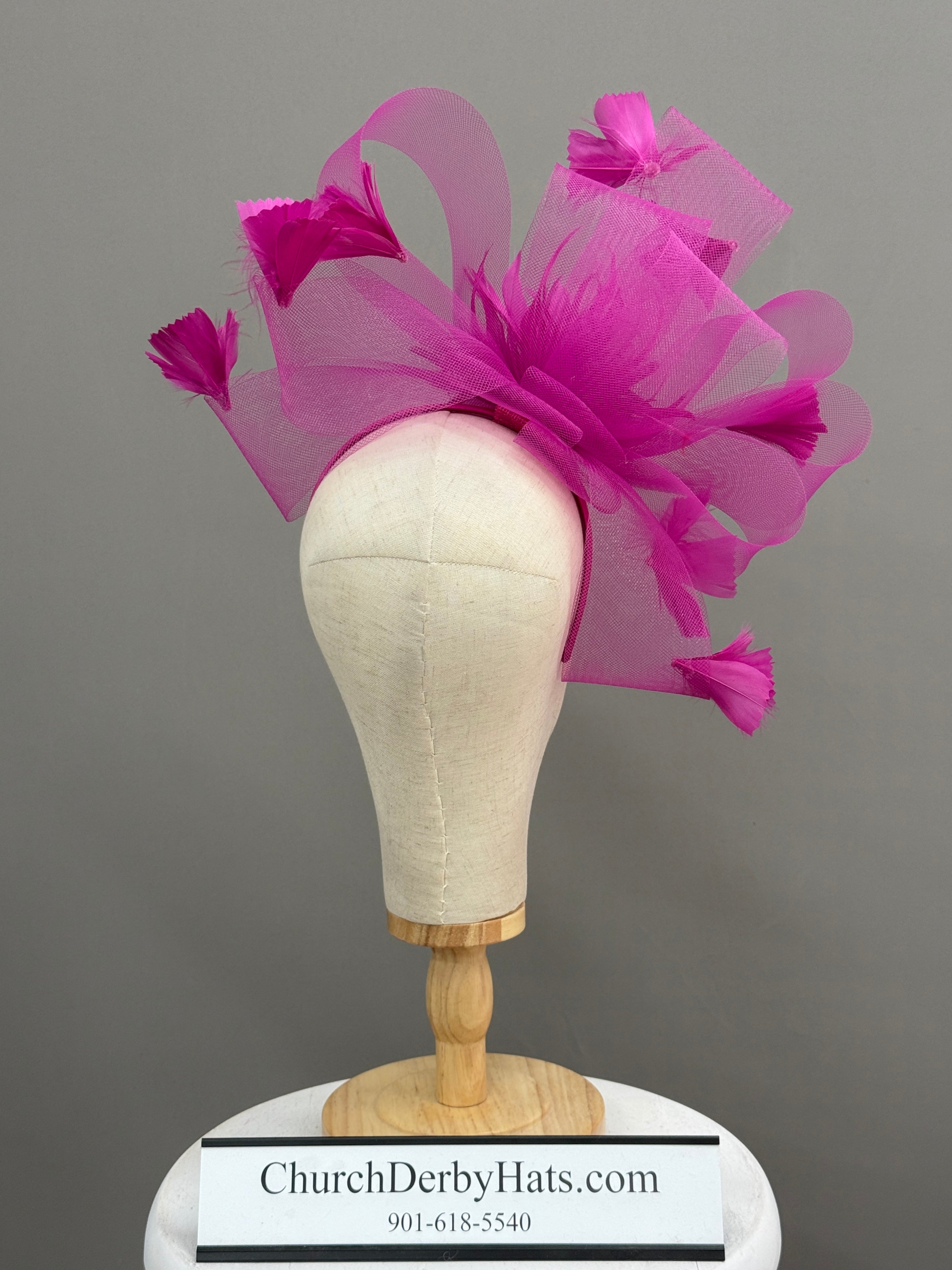 Jannette Fuchsia Fascinator - Kentucky Derby Hat