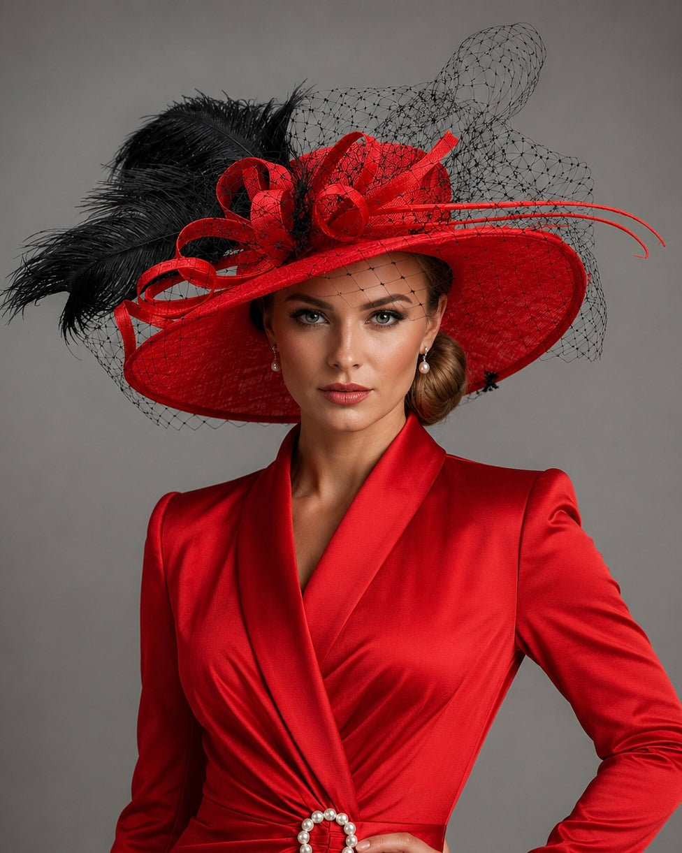 Pepper - Red Black Sinamay Hat