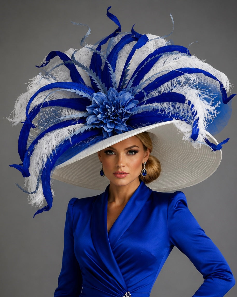 Irene Blue White - Kentucky Derby Hat