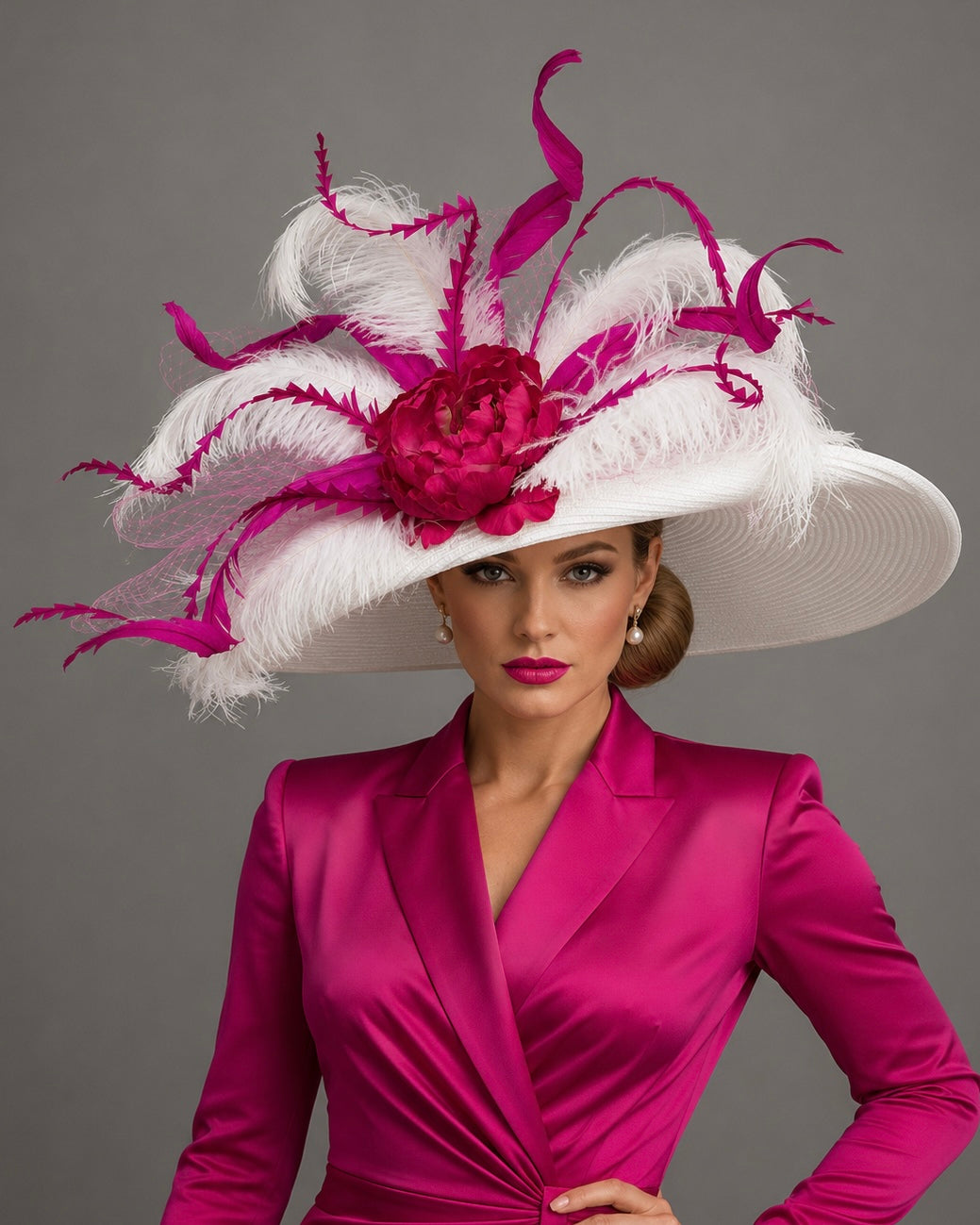 Halo - Pink White Kentucky Derby Hat