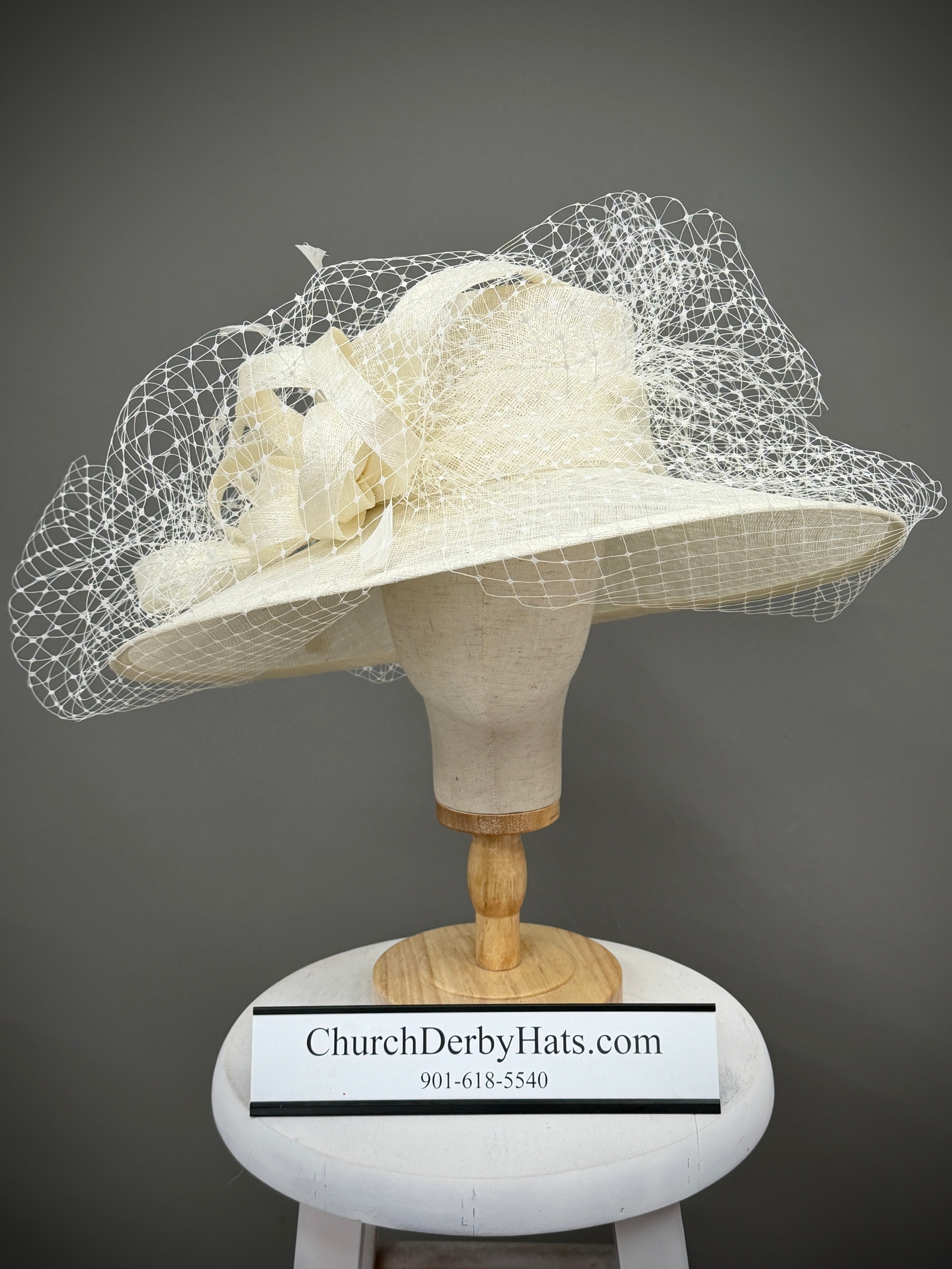Chapeaux Ivory - Sinamay Cream Ivory Church Derby Hat