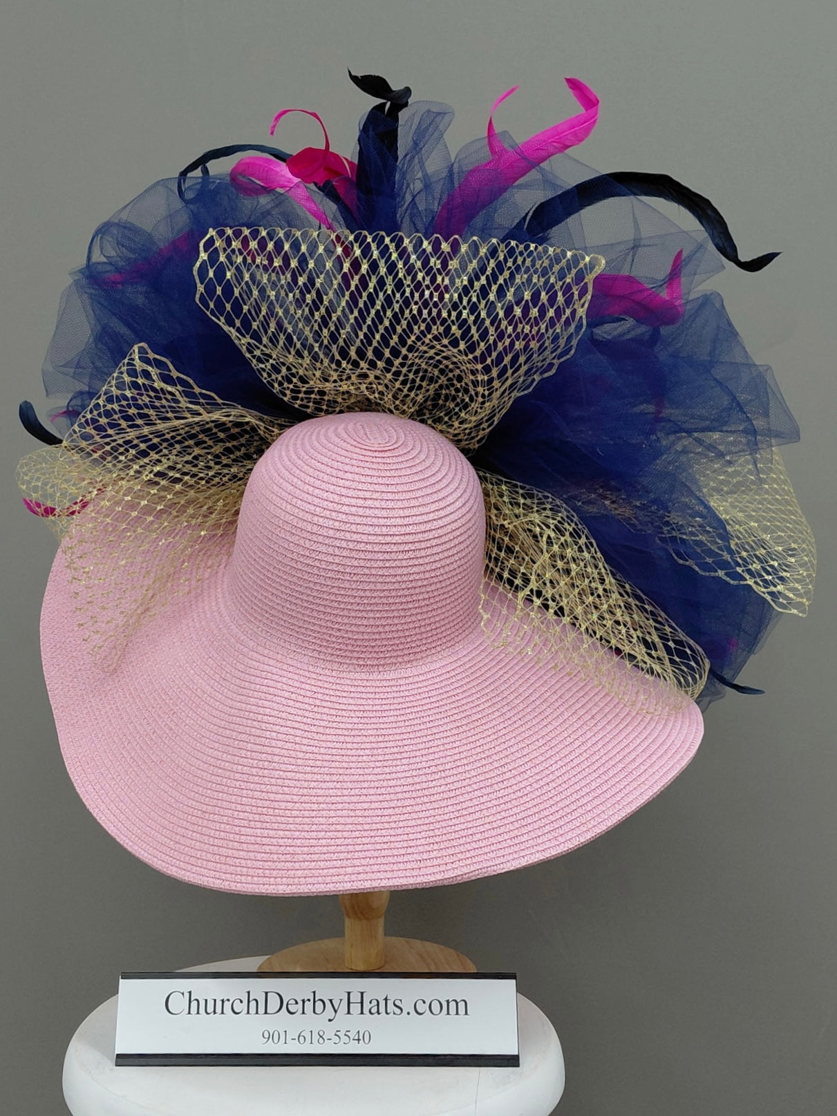Belinda Pink Navy - Kentucky Derby Hat