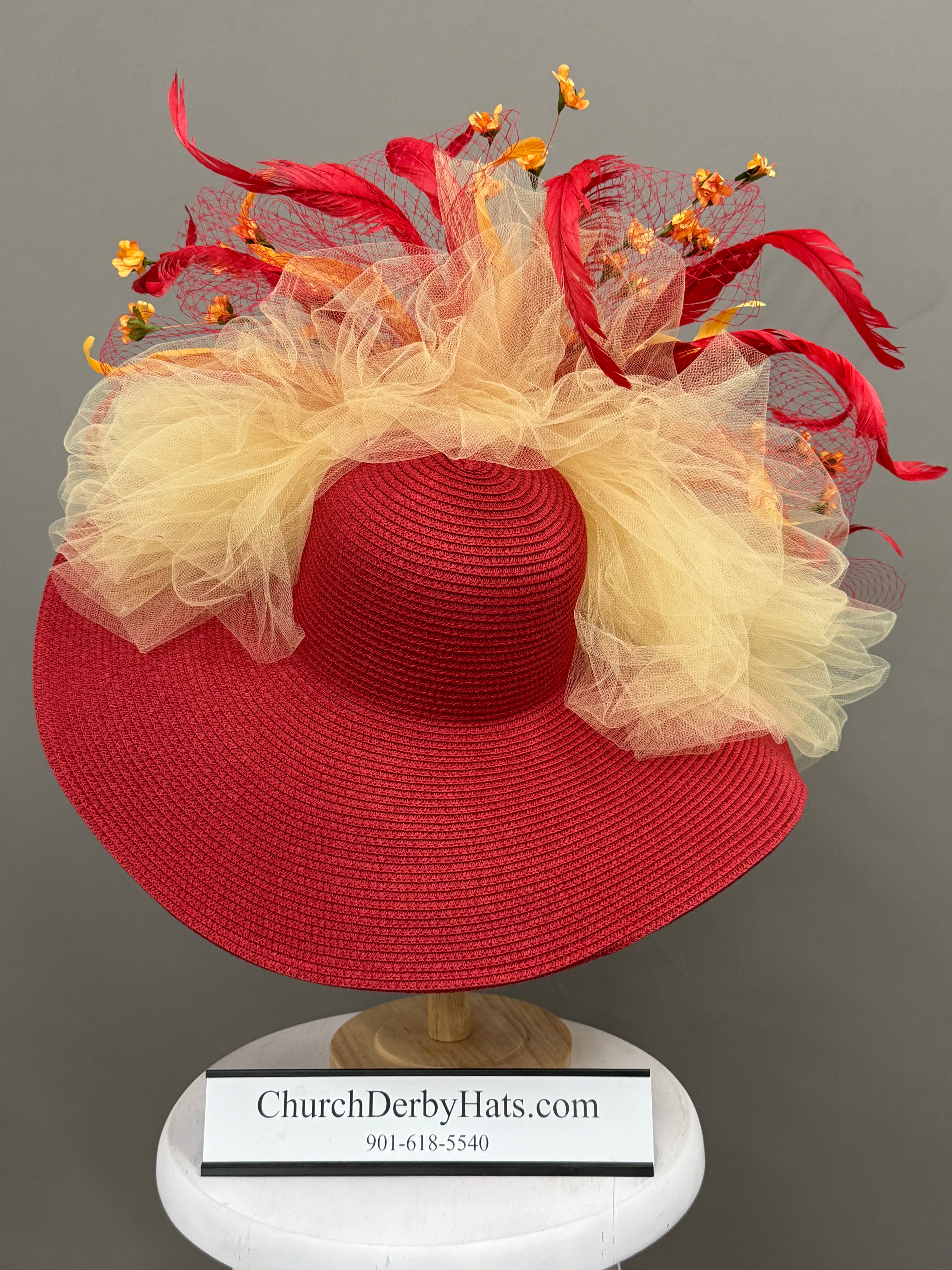 Rebecca Red Yellow - Kentucky Derby Hat