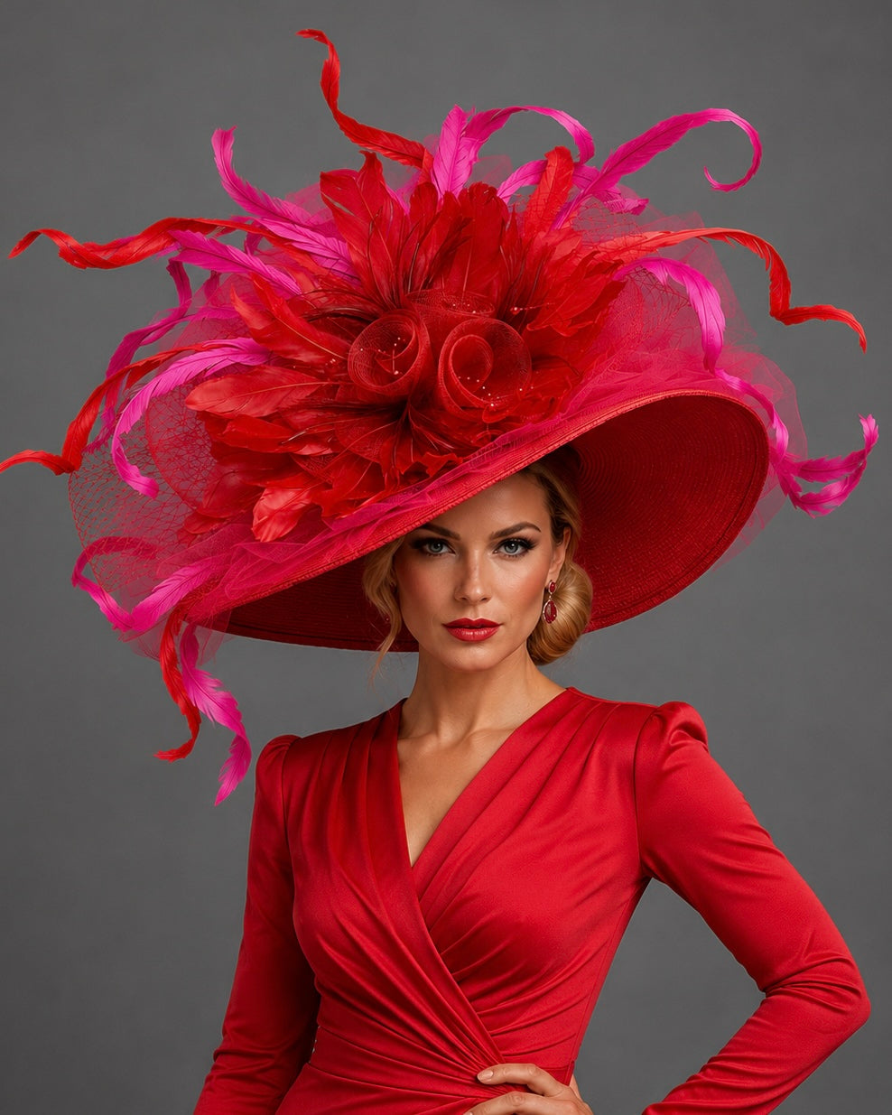 Jugi Red Fuchsia - Kentucky Derby Hat