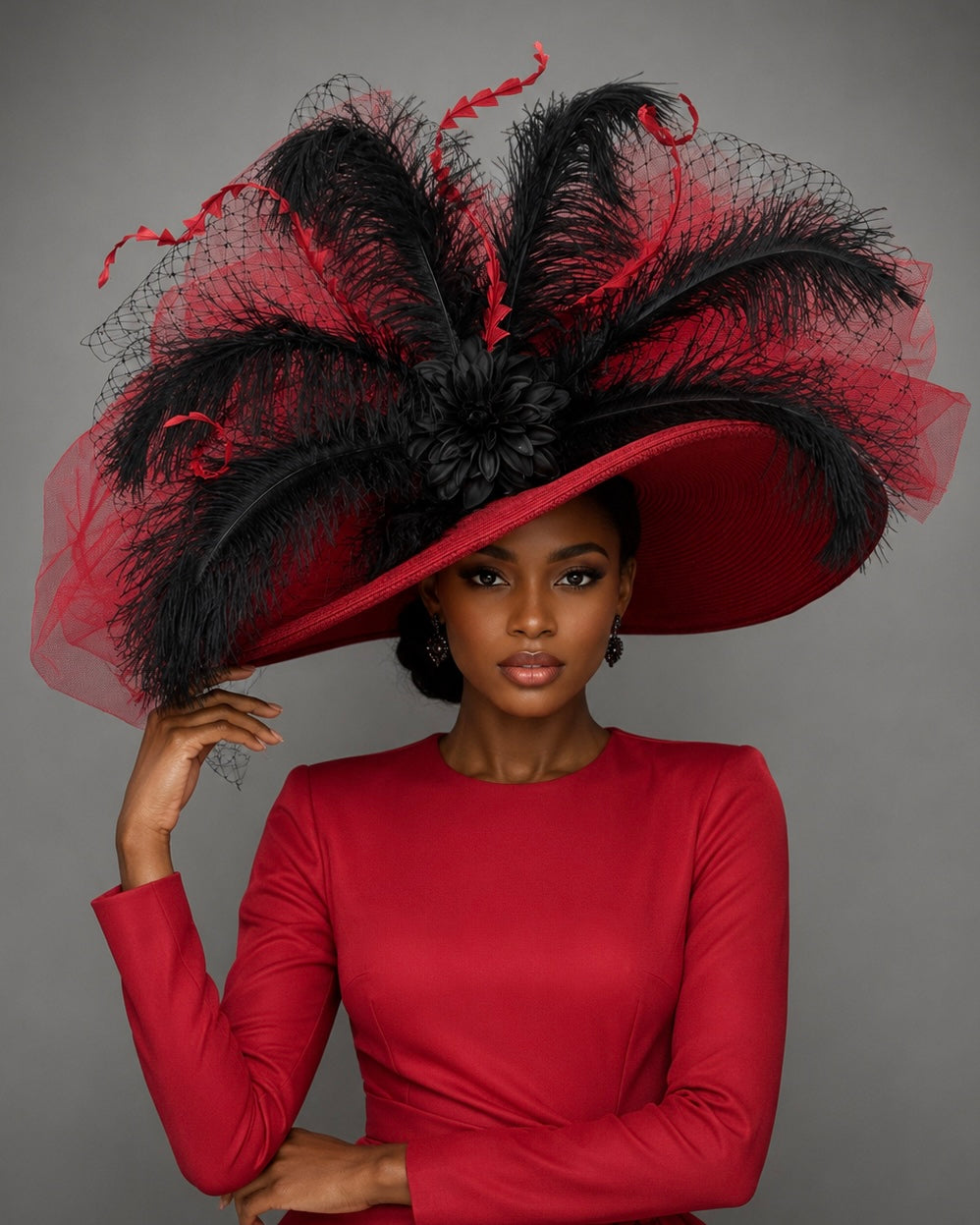 Jessica Red Black - Kentucky Derby Hat