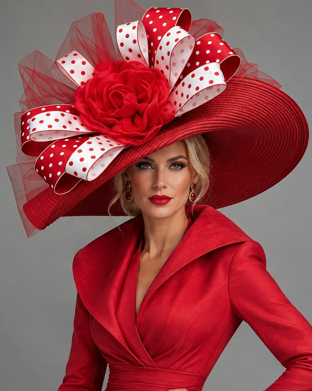 Red Poppy - Kentucky Derby Hat - Church Hat