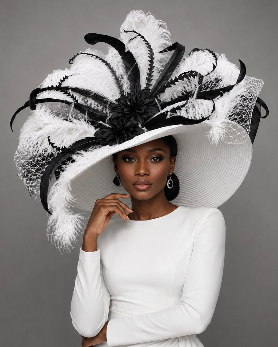 Clara White Black - Church Derby Hat