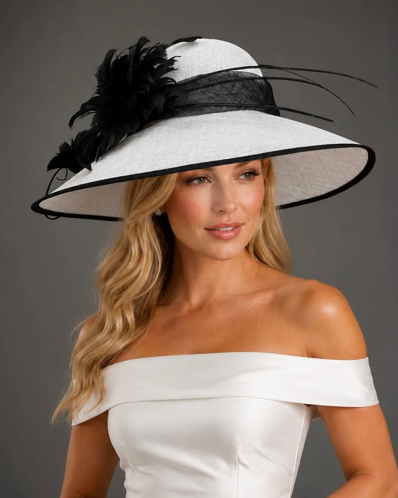 Audrey Black White Sinamay - Kentucky Derby Hat
