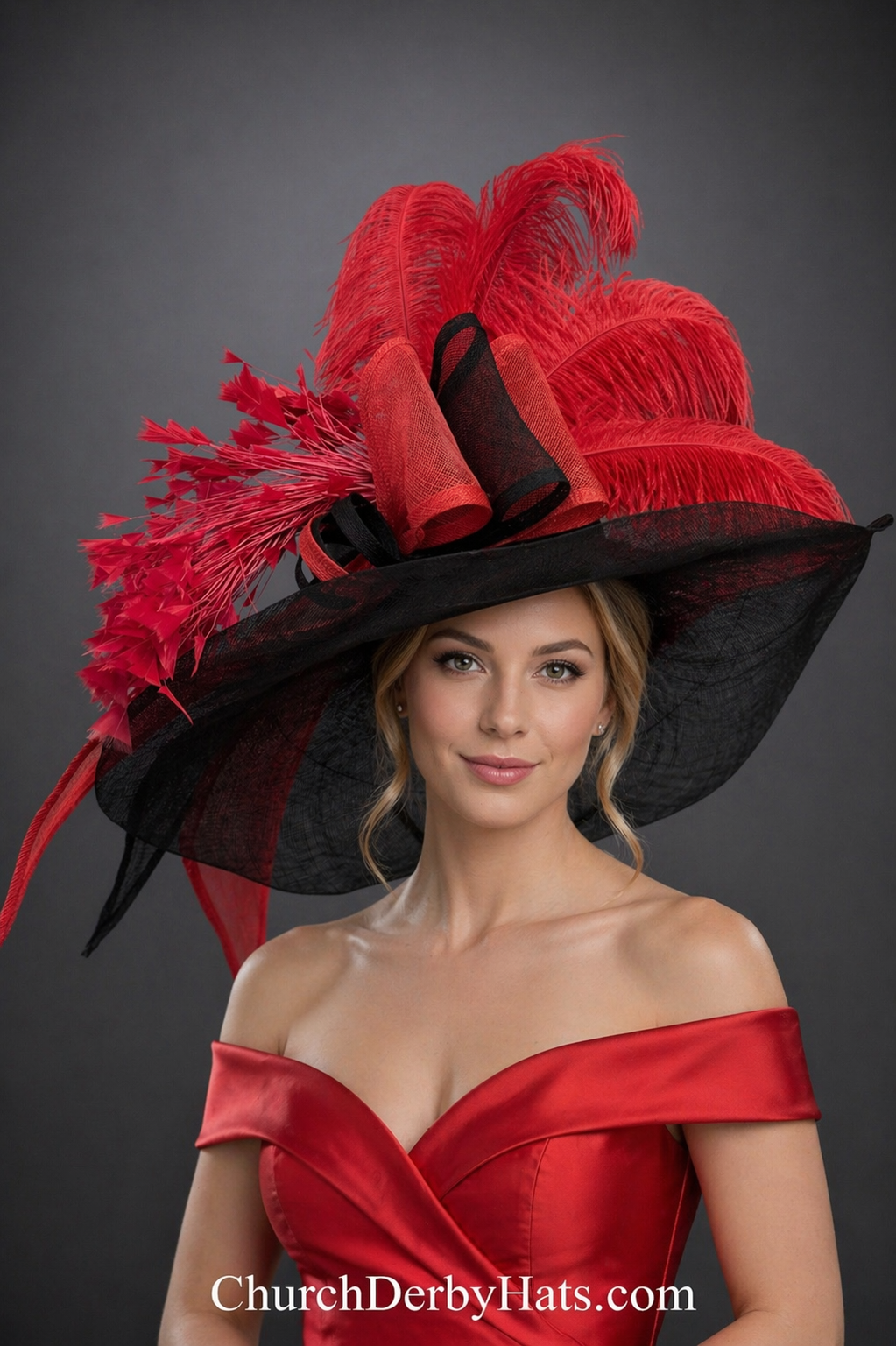 Reana Red Black - Kentucky Derby Hat
