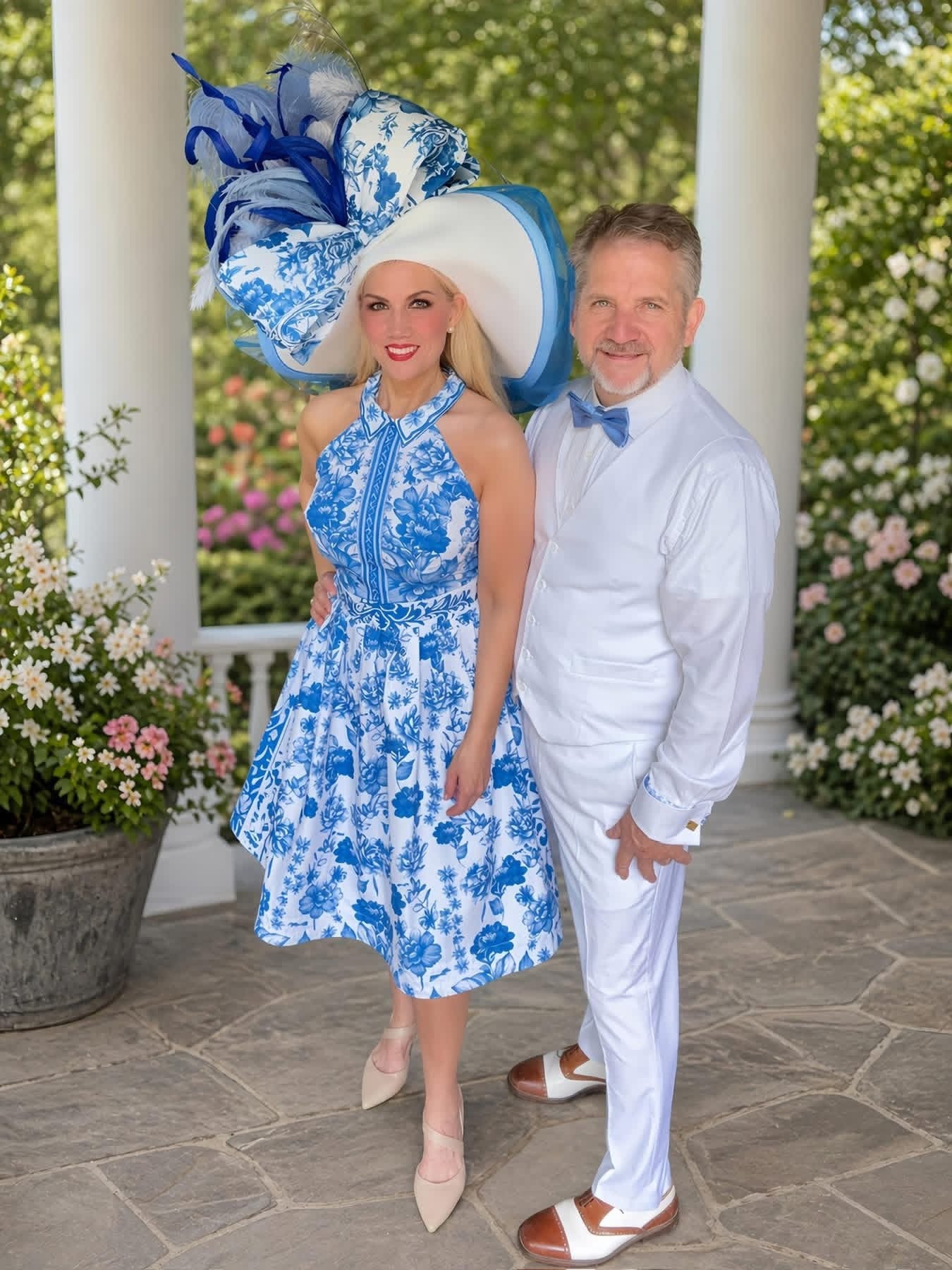Jena’s blue hat and dress size medium.