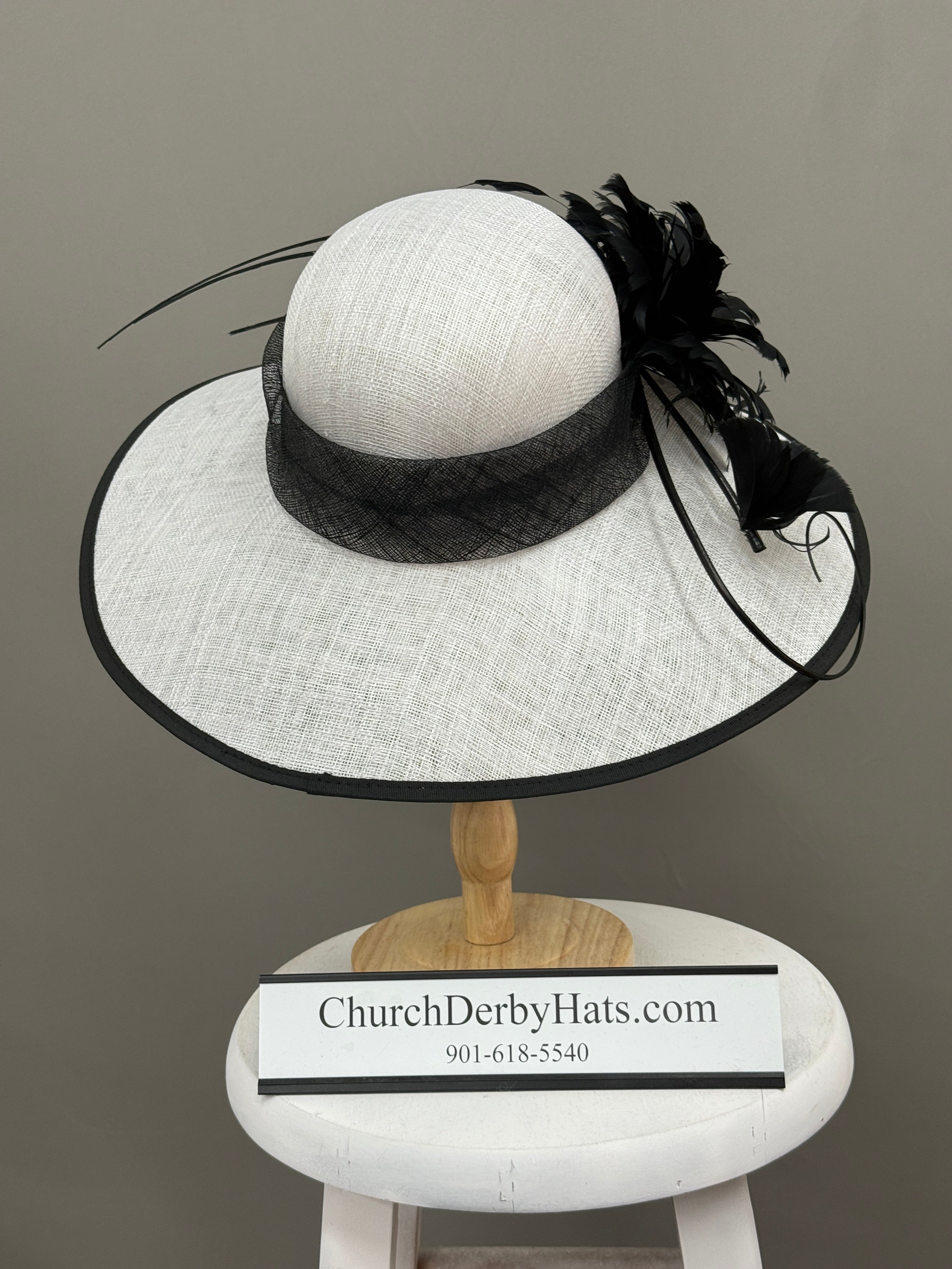 Audrey Black White Sinamay - Kentucky Derby Hat
