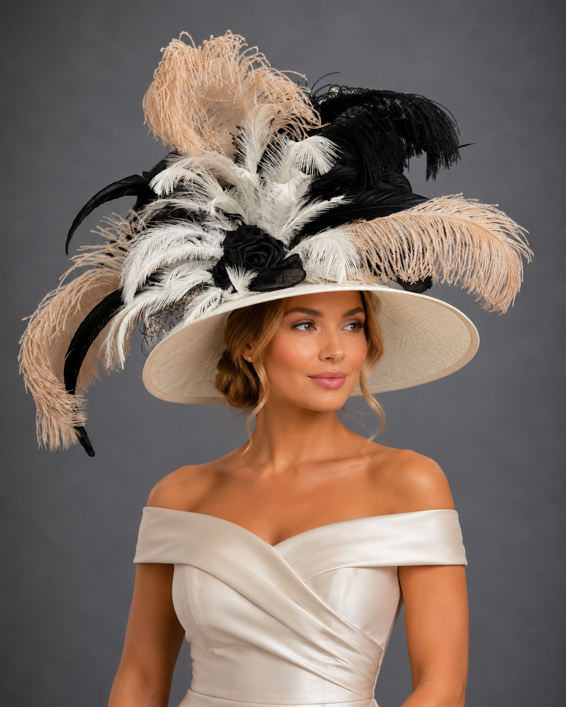 Vivian Black White Tan - Kentucky Derby Hat