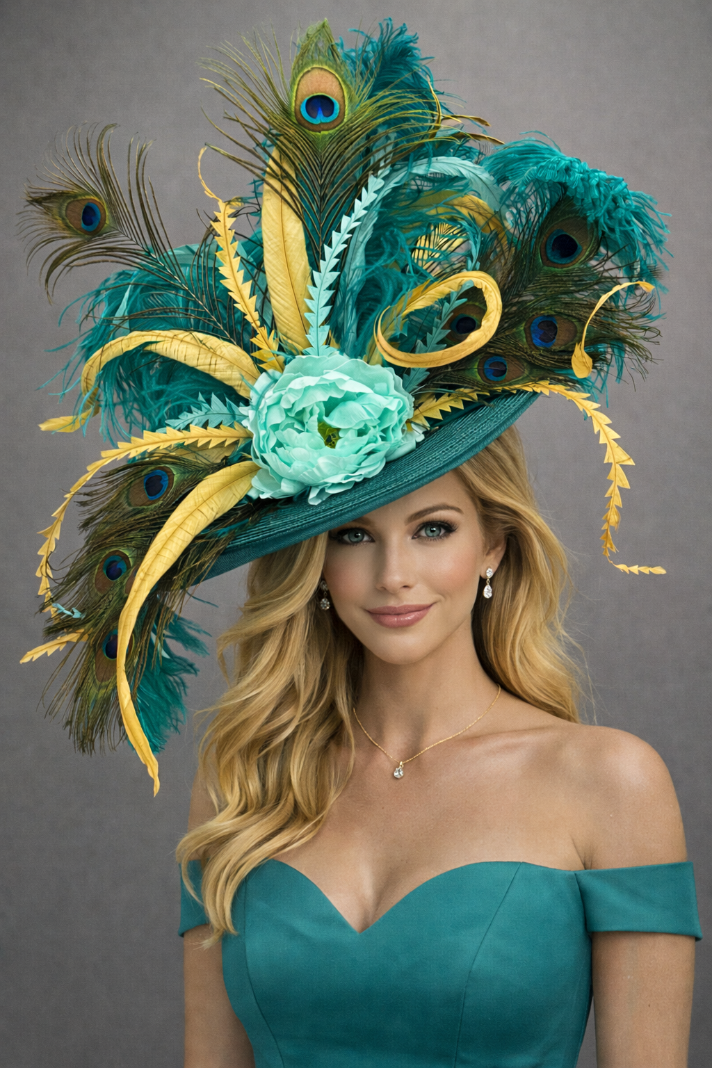Teal Fascinator - Kentucky Derby Hat