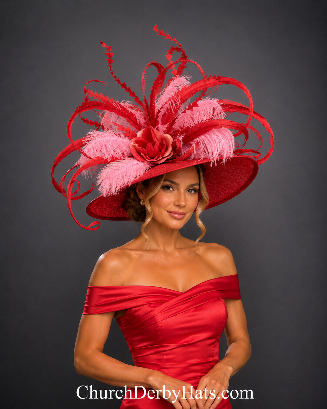 Tina Red Pink - Kentucky Derby Hat
