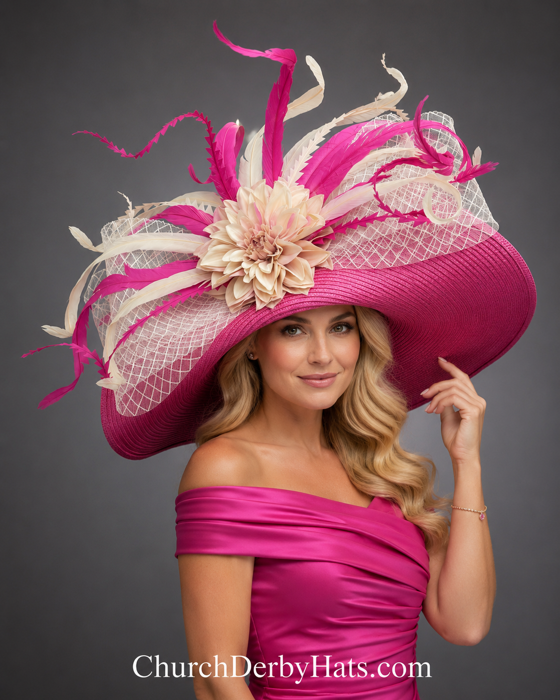 Loraine Pink Ivory - Kentucky Derby Hat
